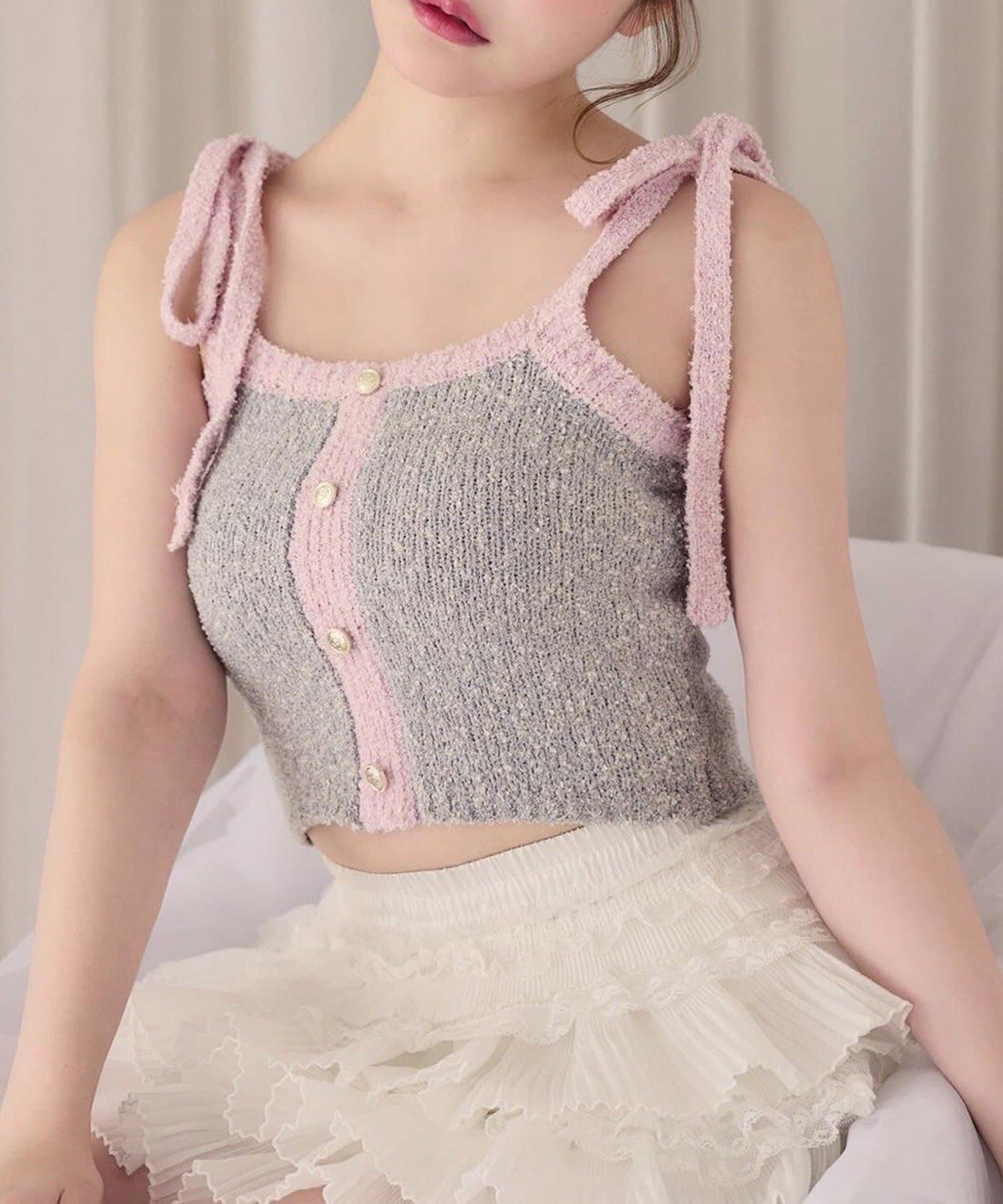 NICE CLAUP / OLIVE des OLIVE OUTLET(ナイスクラップ  / オリーブ デ オリーブ アウトレット) 【one after another】配色ビスチェ