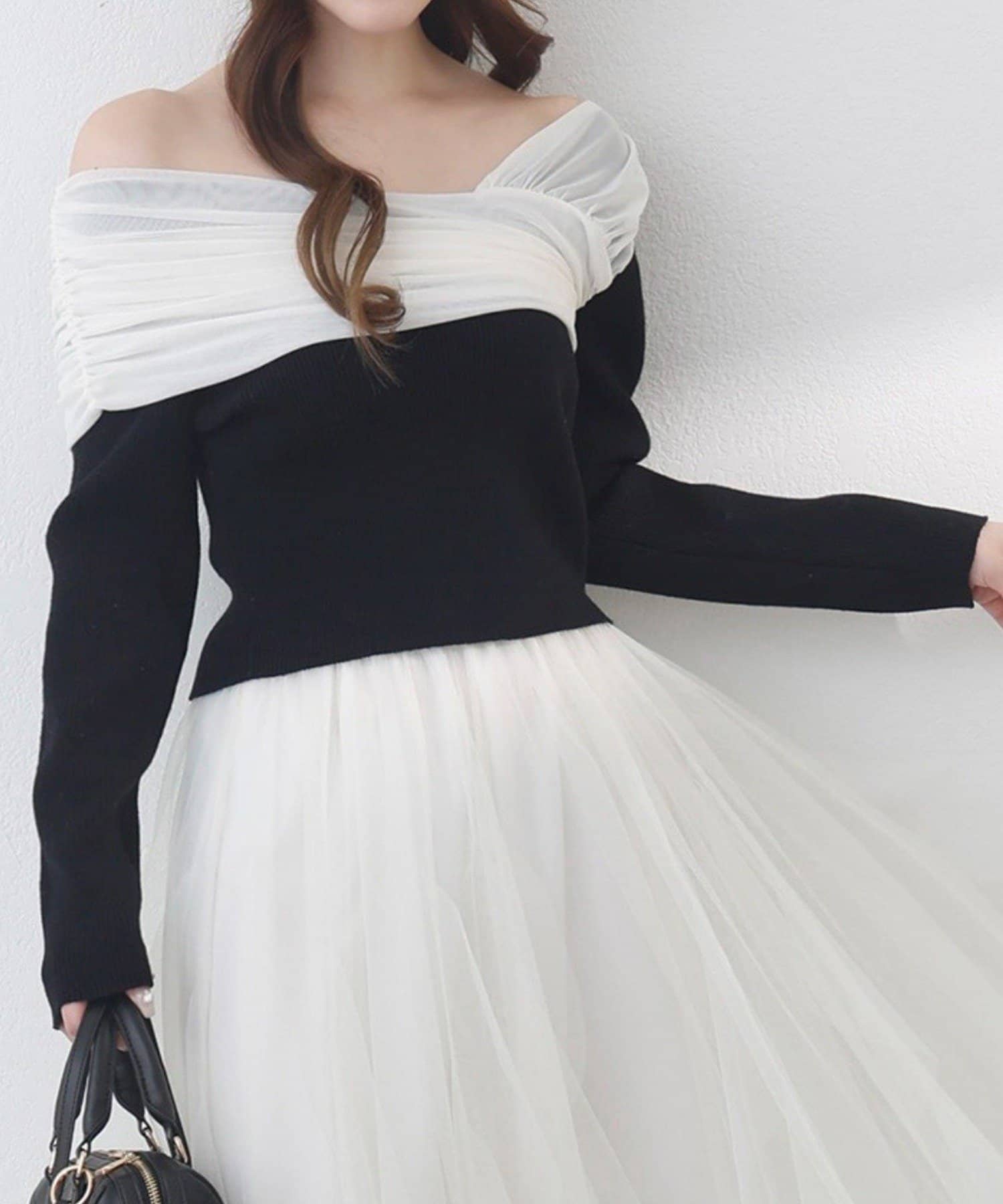 NICE CLAUP / OLIVE des OLIVE OUTLET(ナイスクラップ  / オリーブ デ オリーブ アウトレット) 【one after another】オフショルニット