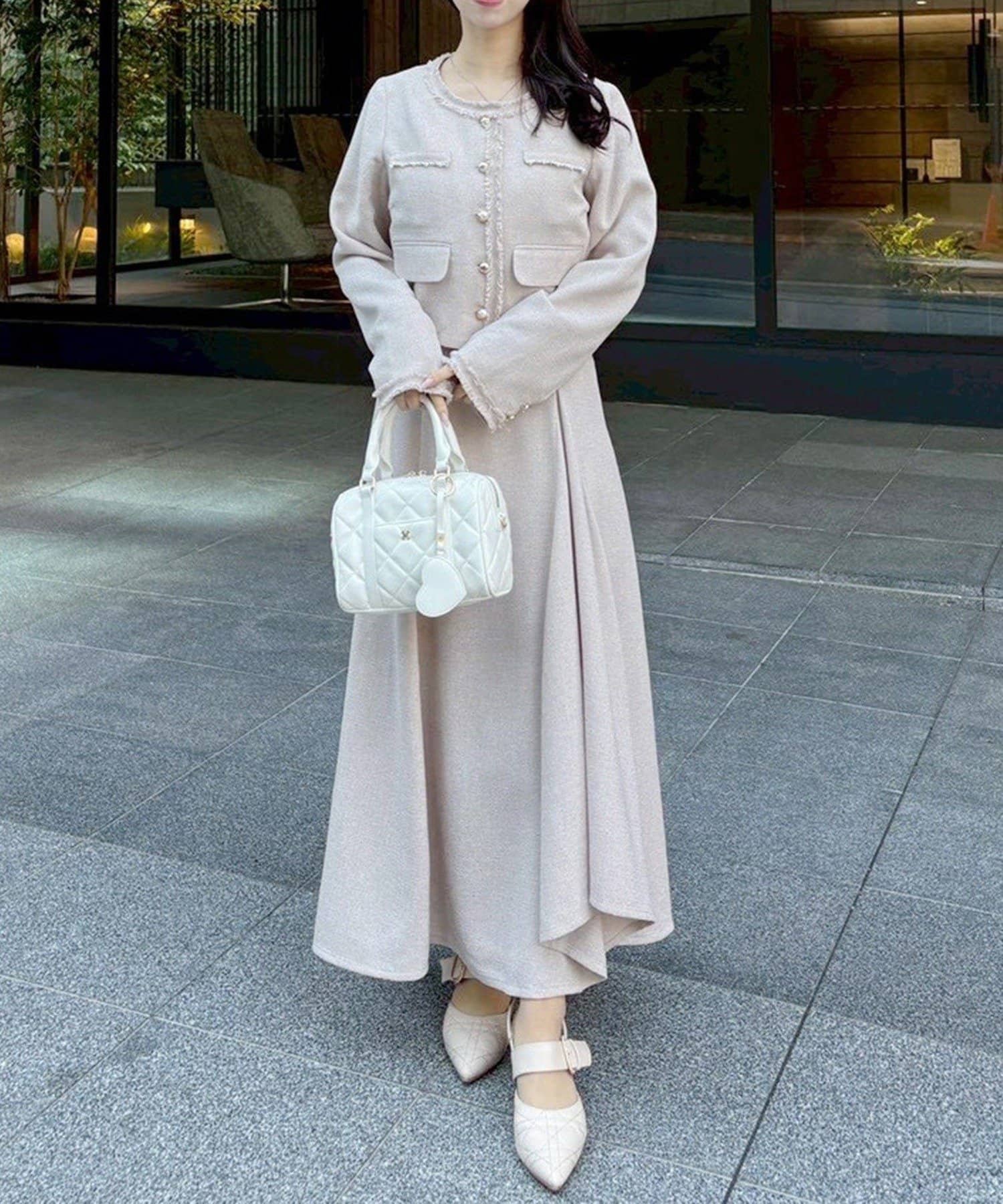 NICE CLAUP / OLIVE des OLIVE OUTLET(ナイスクラップ  / オリーブ デ オリーブ アウトレット) 【one after another】ツイードキャミワンピ