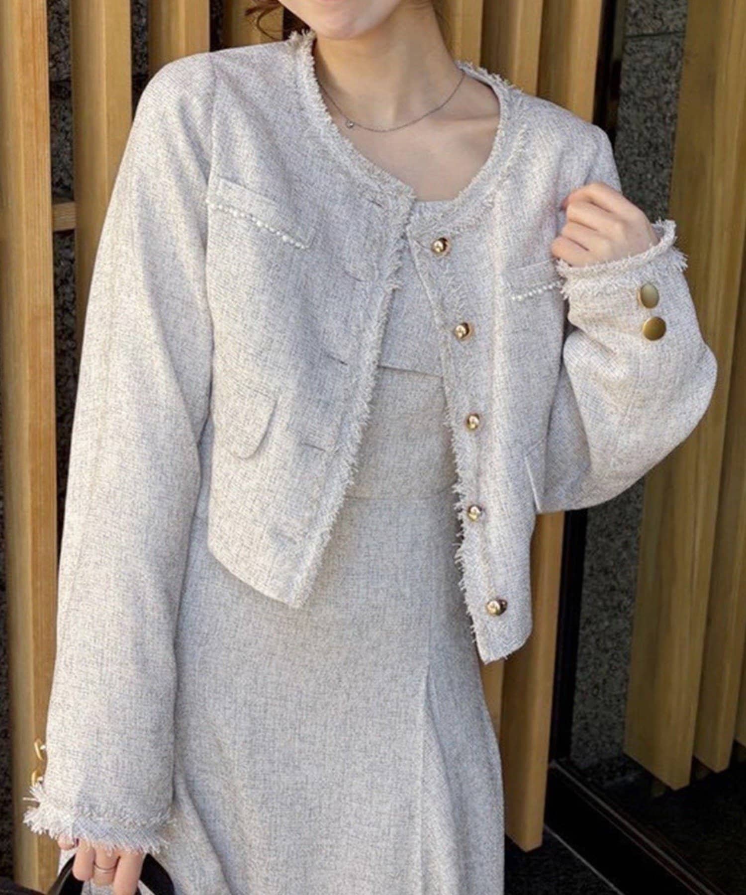 NICE CLAUP / OLIVE des OLIVE OUTLET(ナイスクラップ  / オリーブ デ オリーブ アウトレット) 【one after another】ツイードジャケット