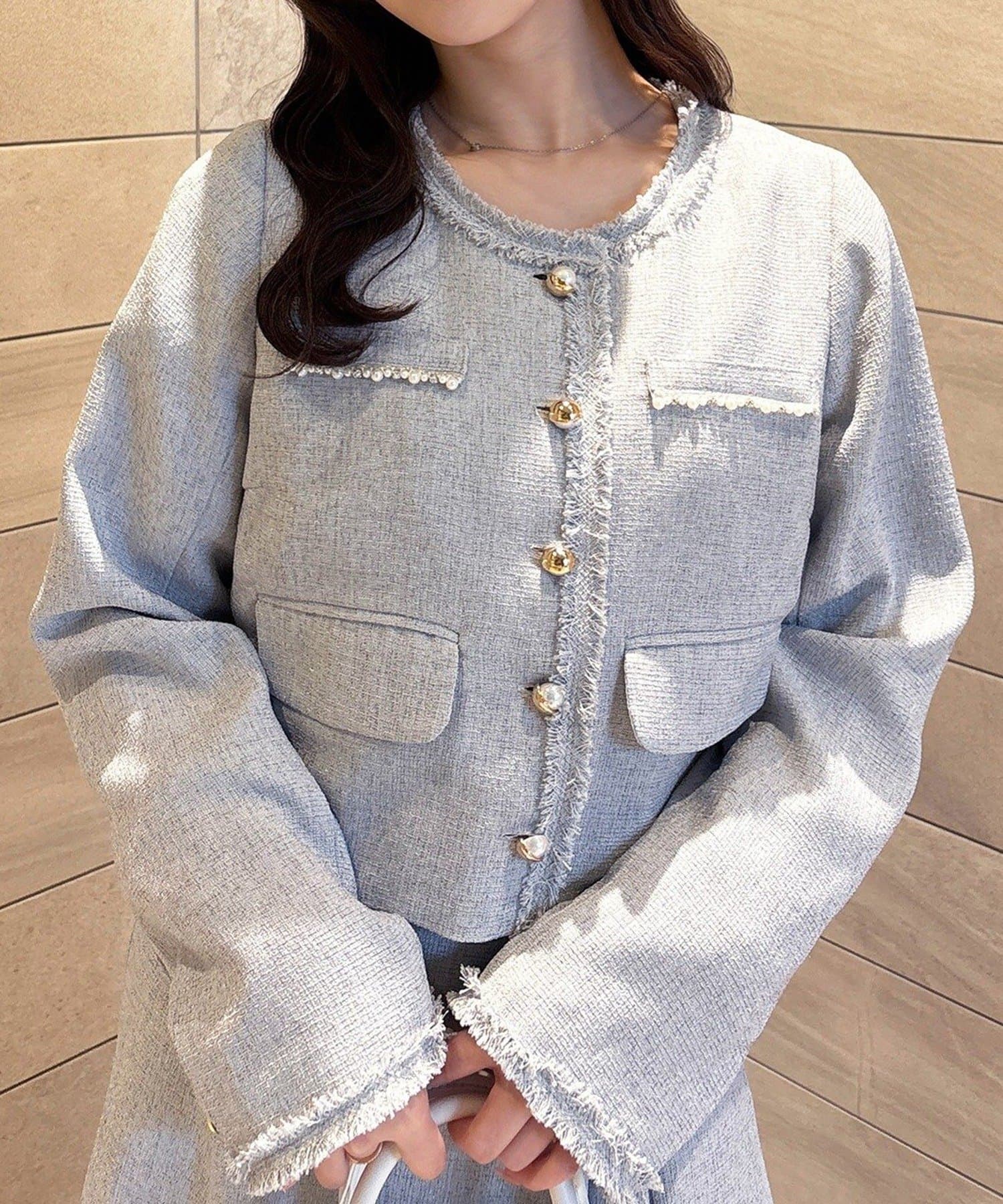 NICE CLAUP / OLIVE des OLIVE OUTLET(ナイスクラップ  / オリーブ デ オリーブ アウトレット) 【one after another】ツイードジャケット