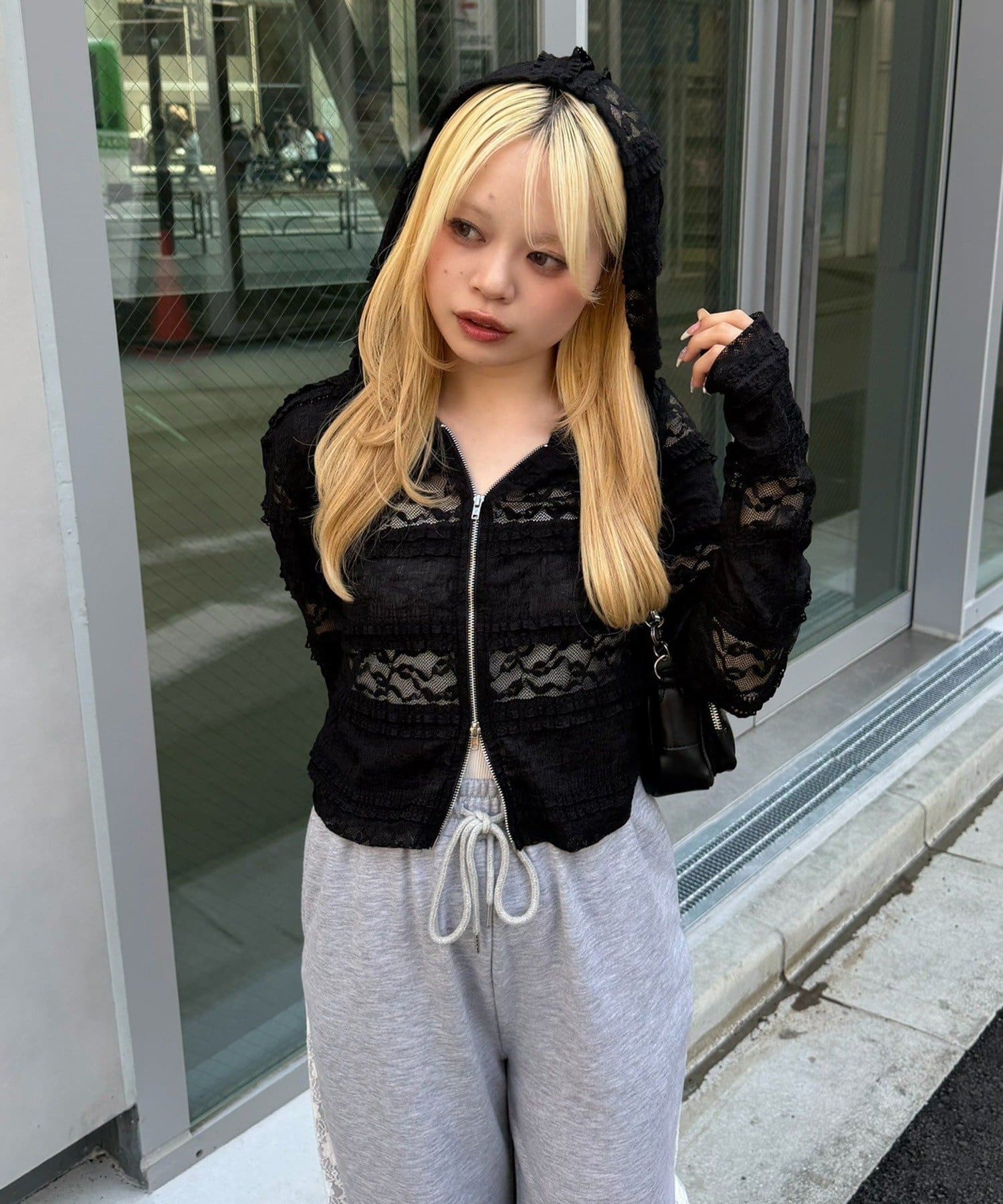 NICE CLAUP / OLIVE des OLIVE OUTLET(ナイスクラップ  / オリーブ デ オリーブ アウトレット) 【continuer】レースWZIPパーカー