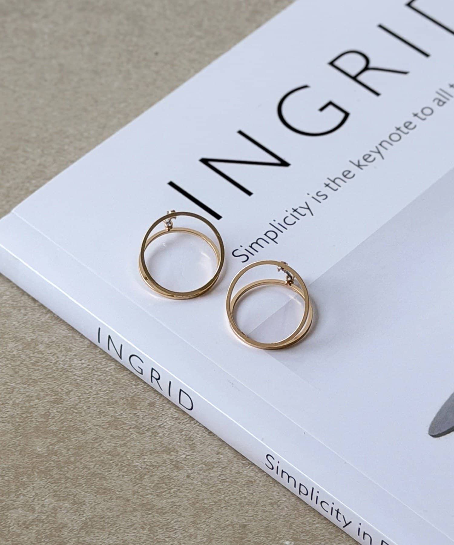 3COINS(スリーコインズ) ラインラウンドワンタッチピアス