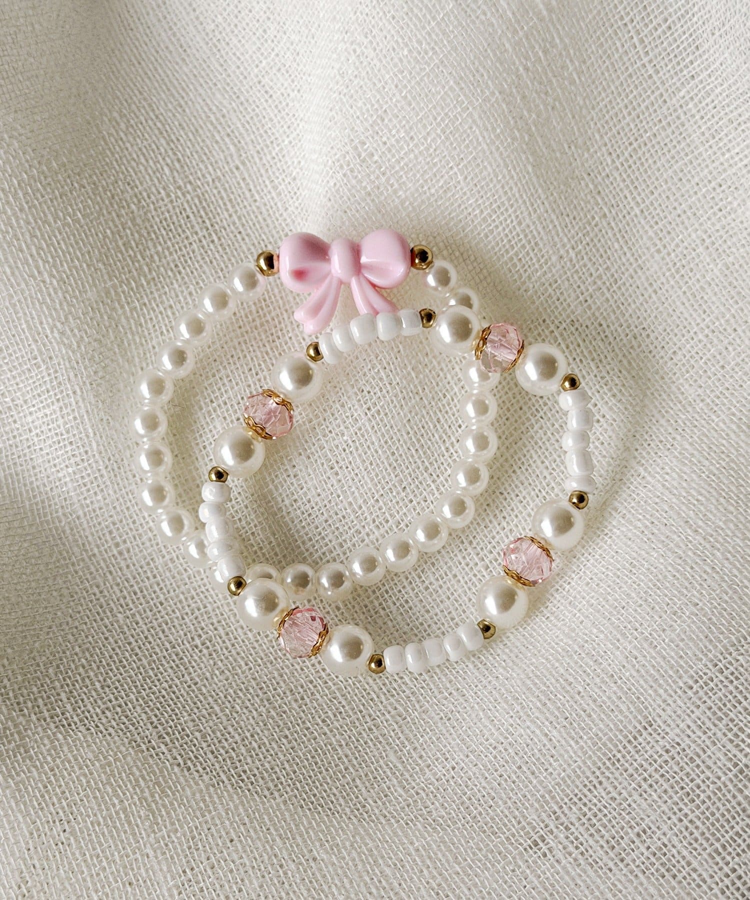 3COINS(スリーコインズ) リボンパールブレス2個セット／KIDS