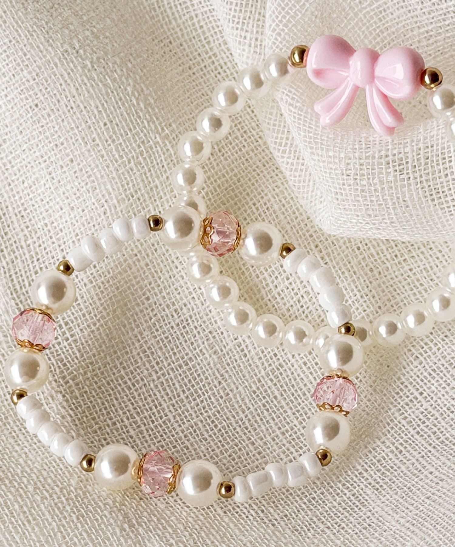 3COINS(スリーコインズ) リボンパールブレス2個セット／KIDS