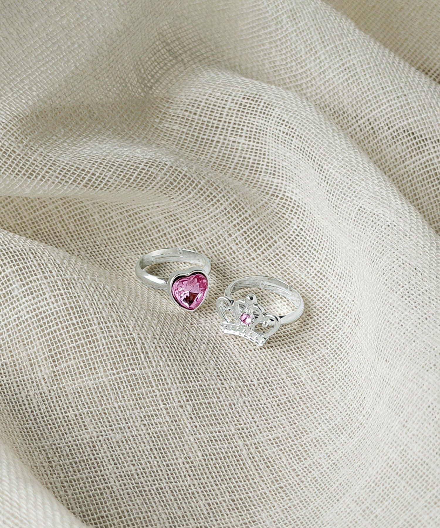 3COINS(スリーコインズ) ハート&クラウンリング2個セット／KIDS