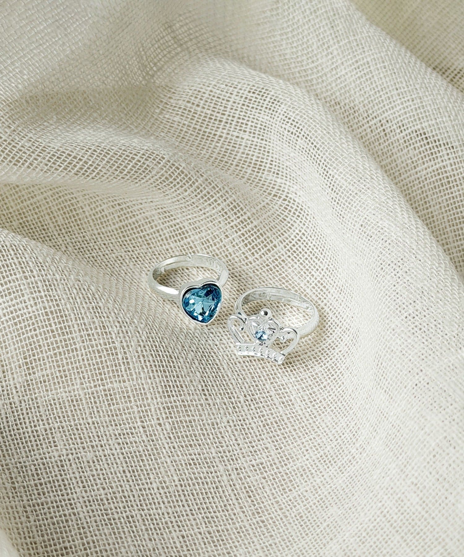 3COINS(スリーコインズ) ハート&クラウンリング2個セット／KIDS