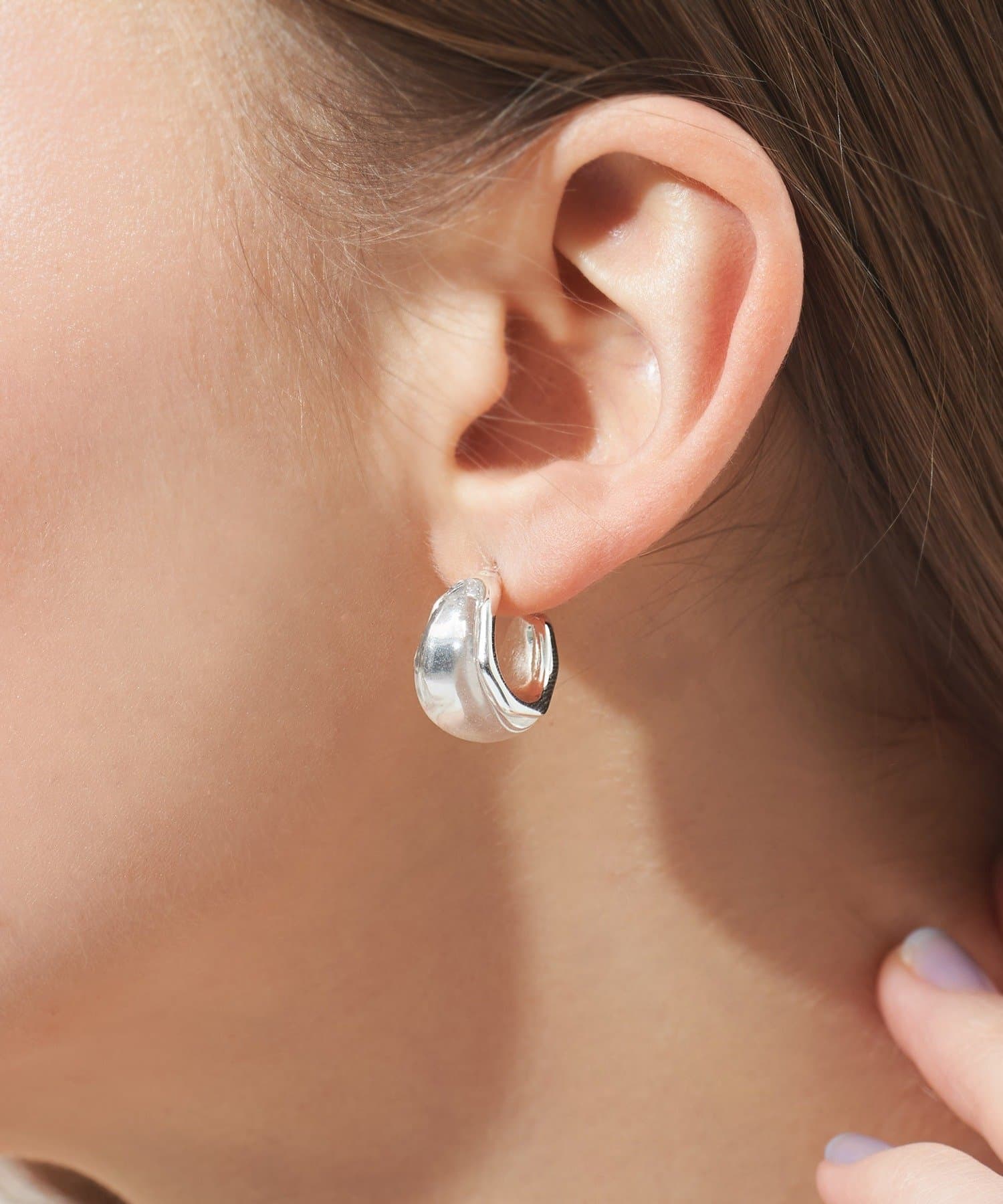 3COINS(スリーコインズ) メタルクリアフープピアス