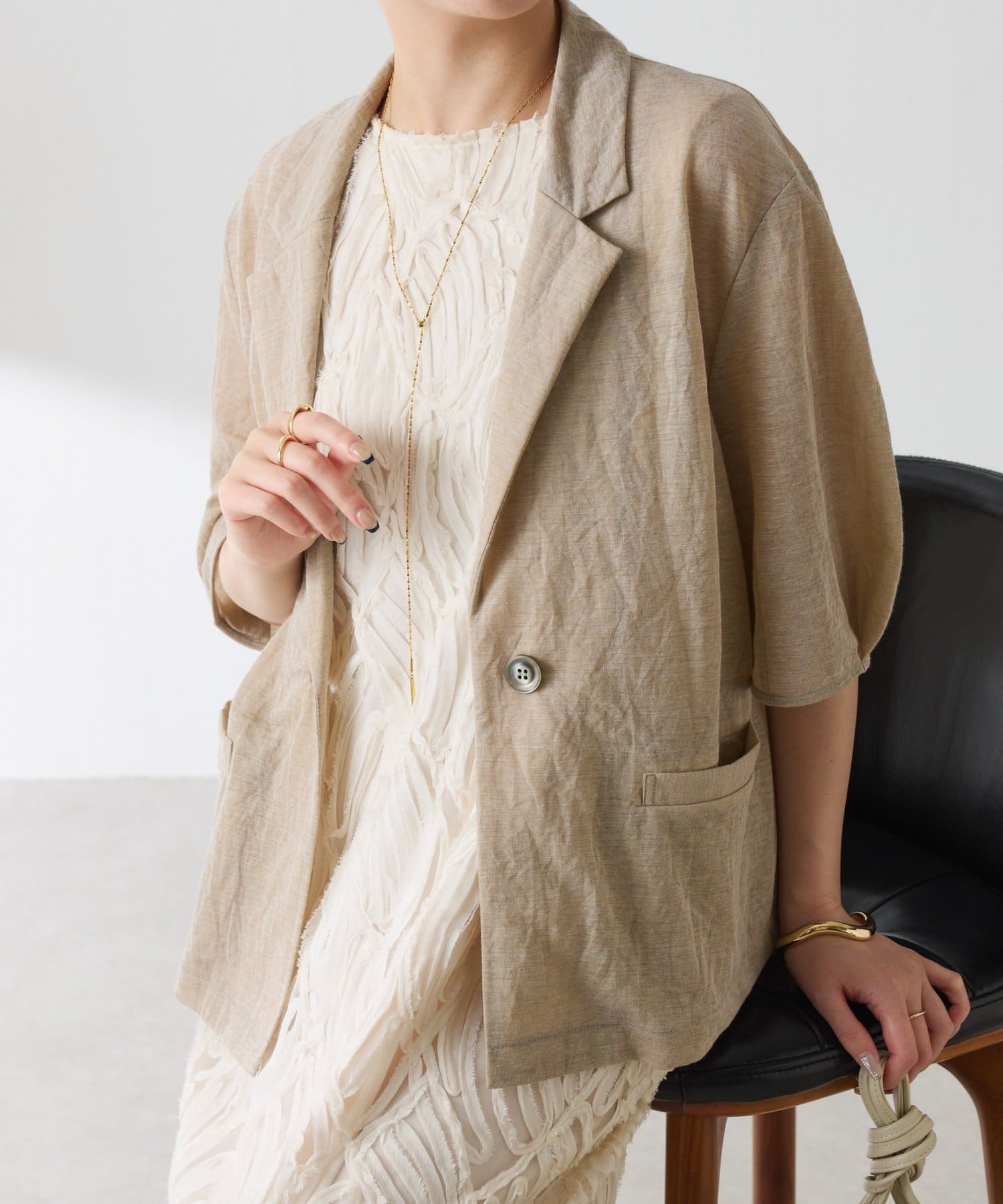 COLLAGE GALLARDAGALANTE(コラージュ ガリャルダガランテ) 【冷房/紫外線対策】シアーハーフスリーブジャケット