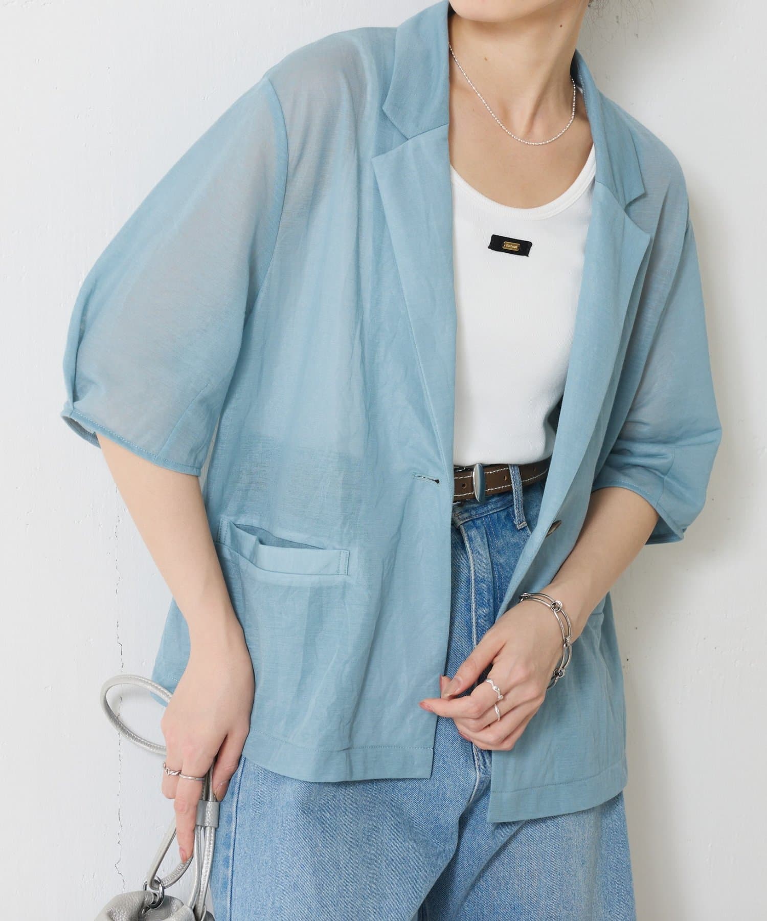 COLLAGE GALLARDAGALANTE(コラージュ ガリャルダガランテ) 【冷房/紫外線対策】シアーハーフスリーブジャケット