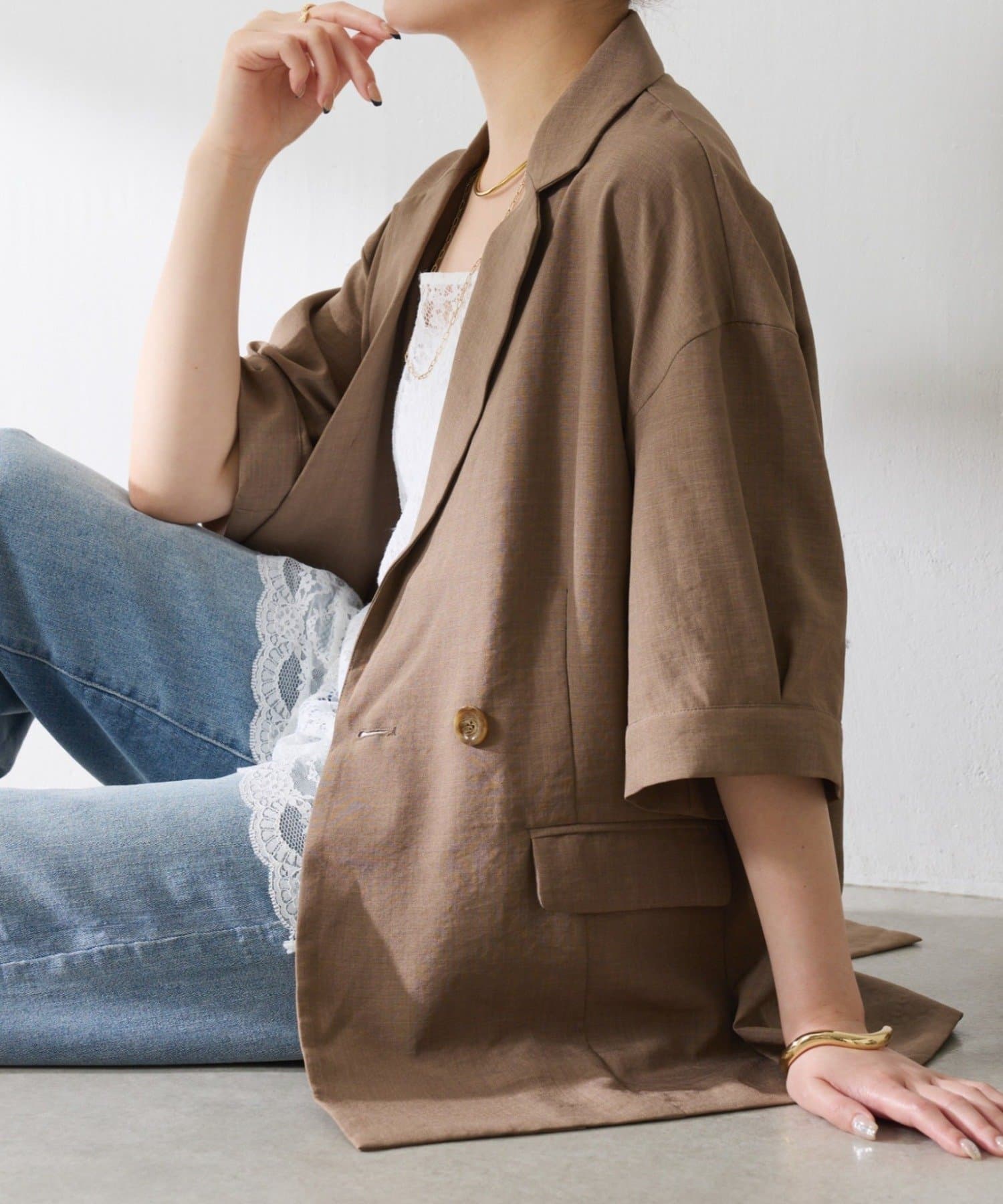 COLLAGE GALLARDAGALANTE(コラージュ ガリャルダガランテ) 【冷房/紫外線対策】シアーハーフスリーブジャケット