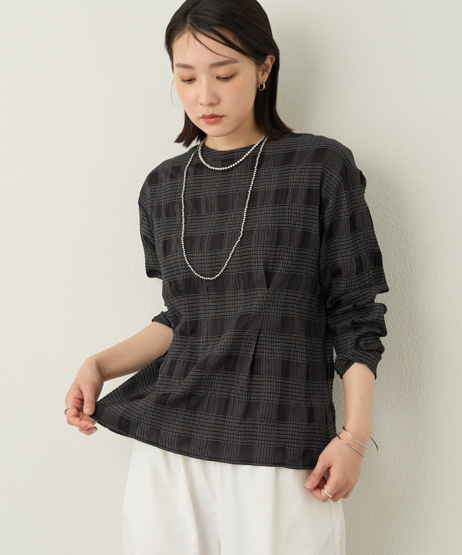 Omekashi(オメカシ) シアーチェック2wayカーディガン