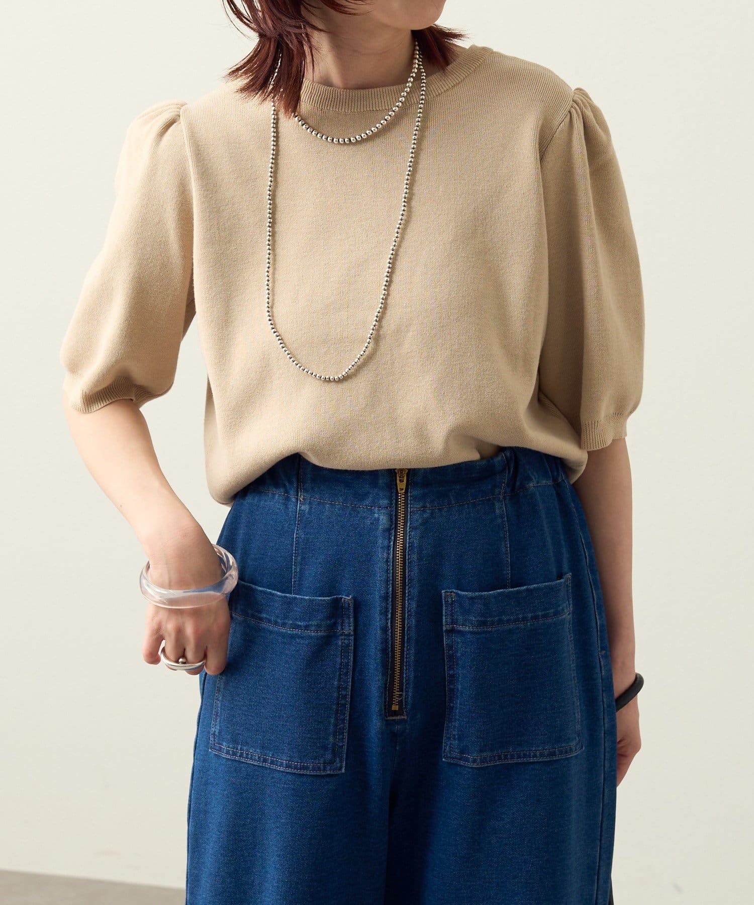 Omekashi(オメカシ) 2way半袖ホールニット