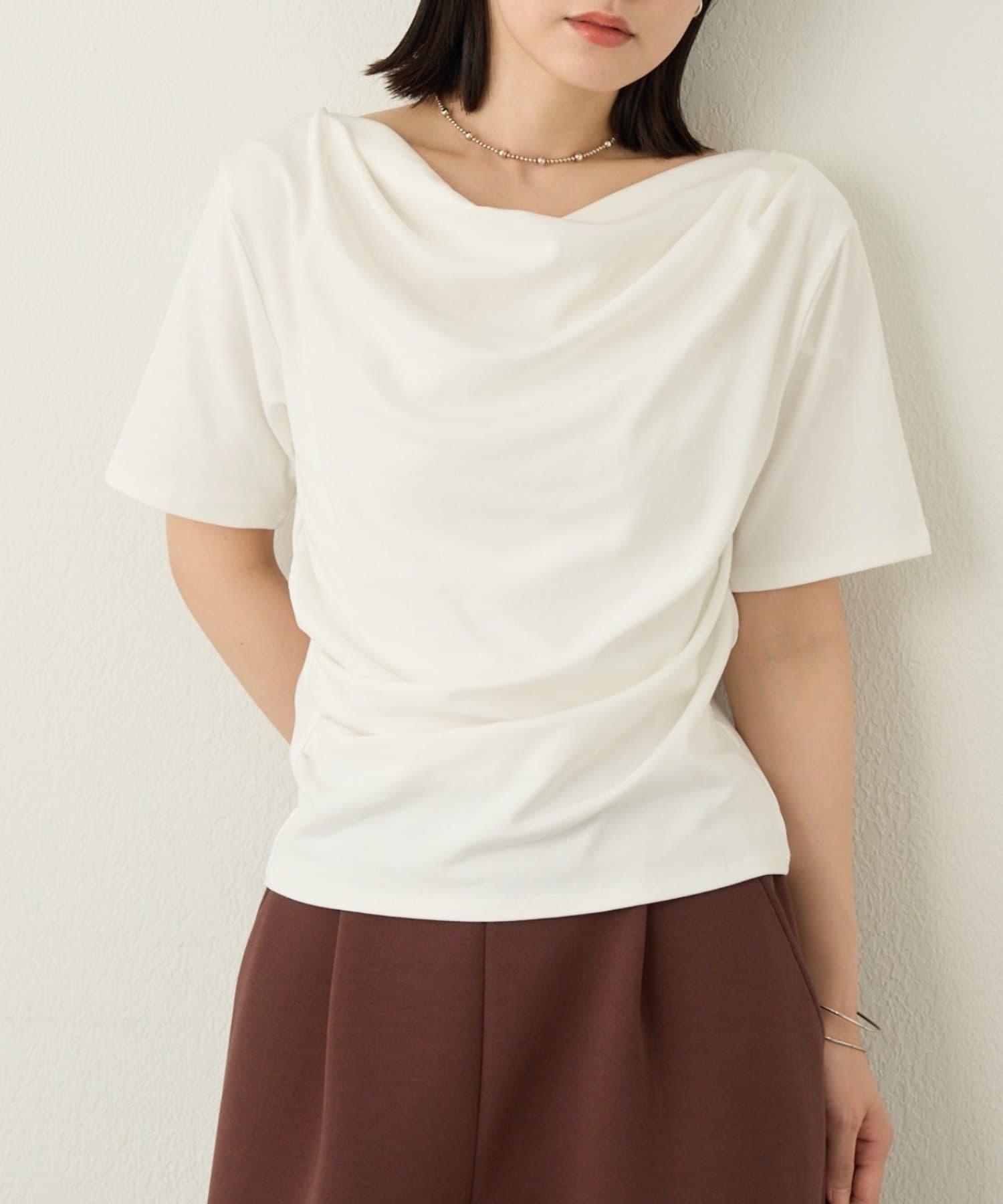 Omekashi(オメカシ) 2way半袖ドレープTシャツ