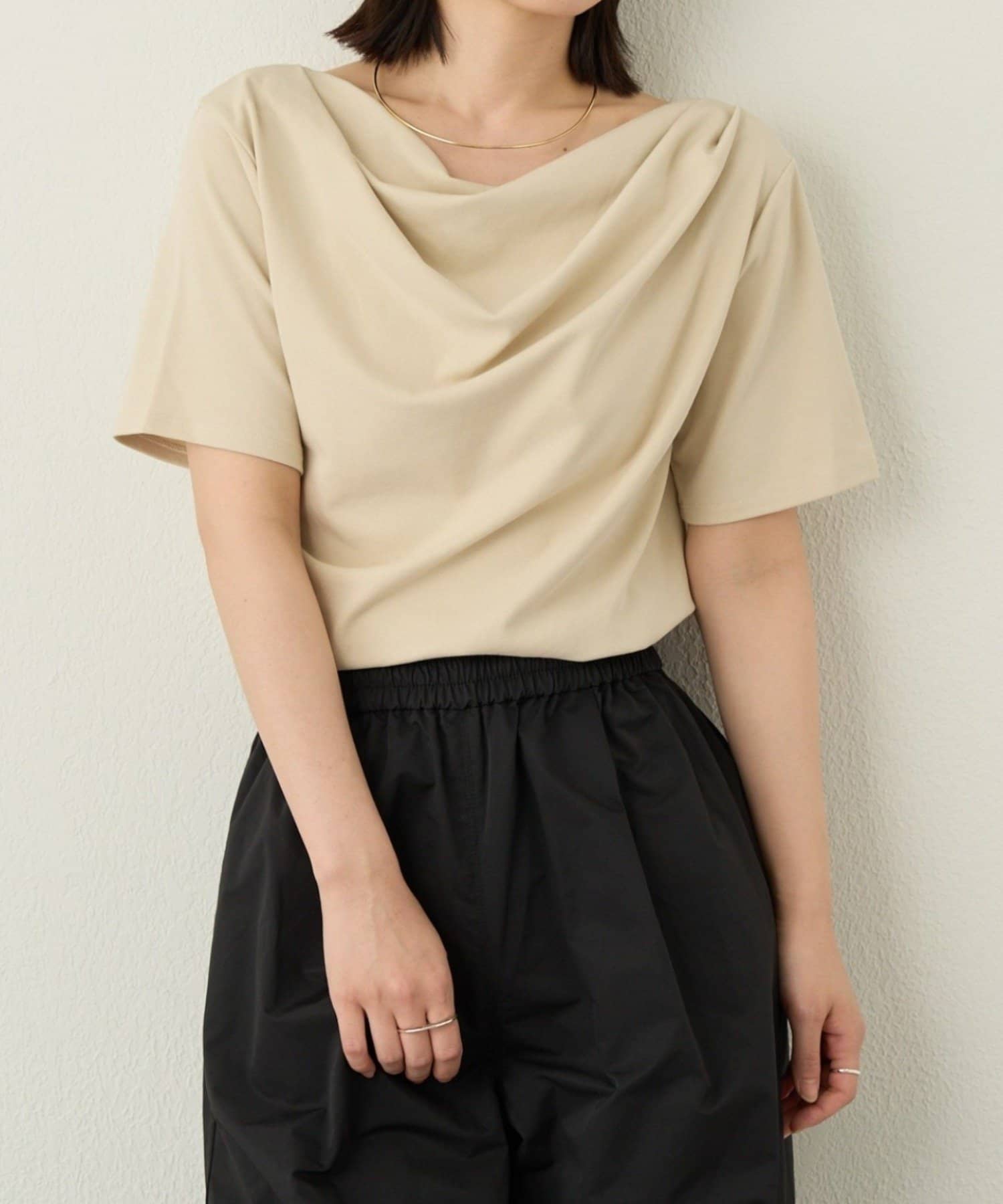 Omekashi(オメカシ) 2way半袖ドレープTシャツ