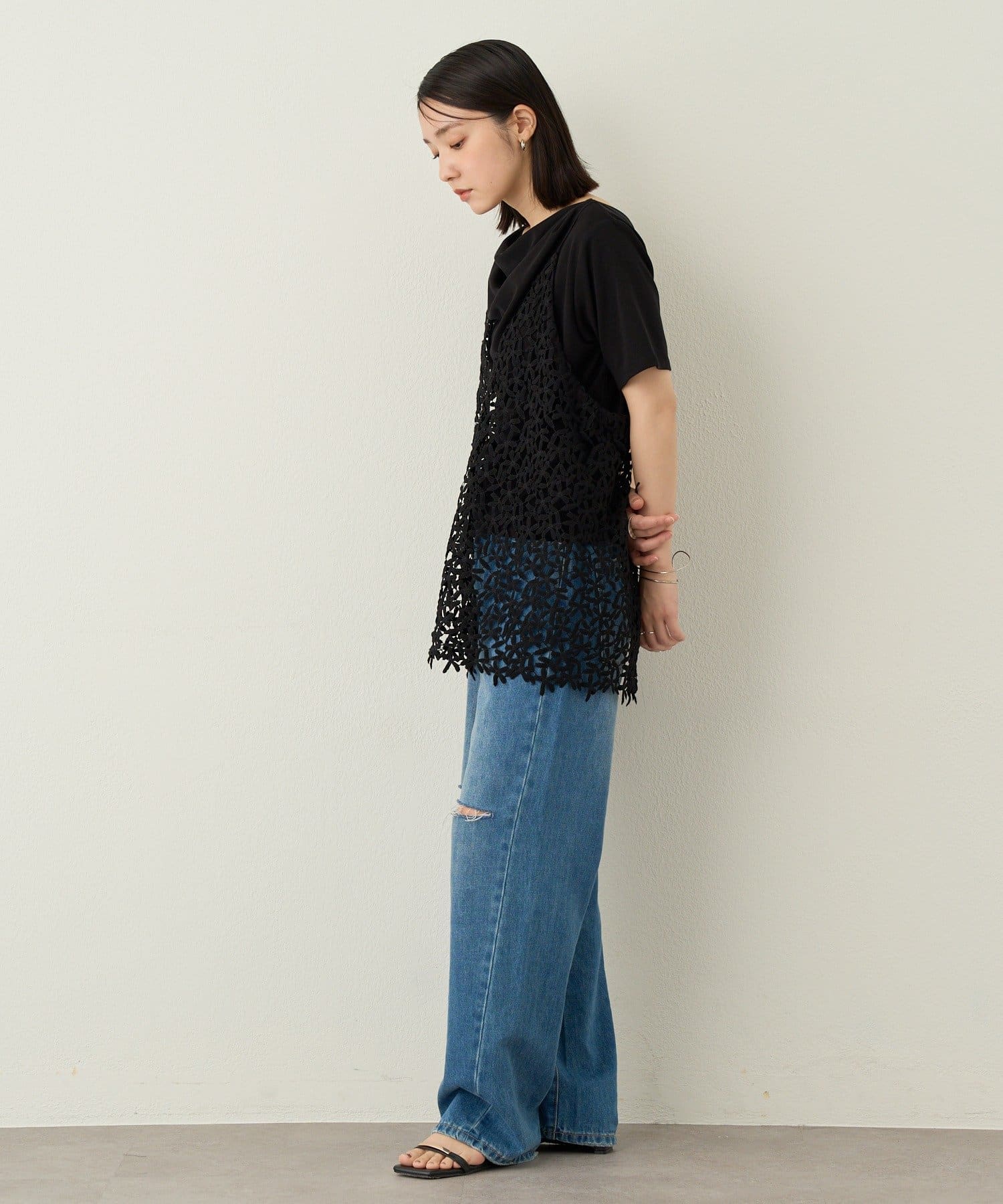 Omekashi(オメカシ) 2way半袖ドレープTシャツ