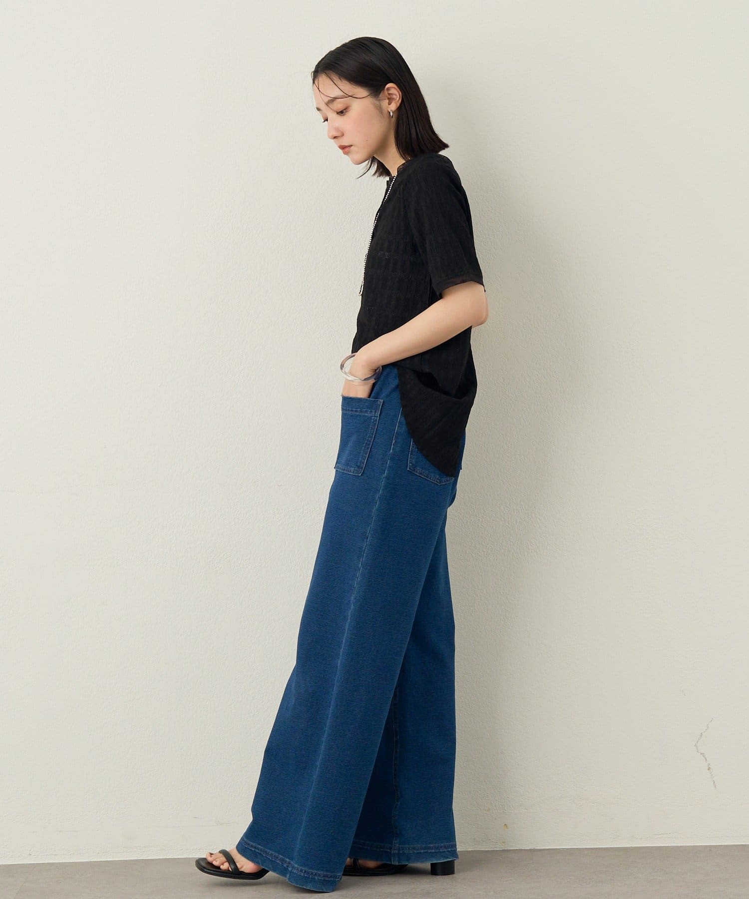 Omekashi(オメカシ) 2wayレースヘンリースリットTシャツ