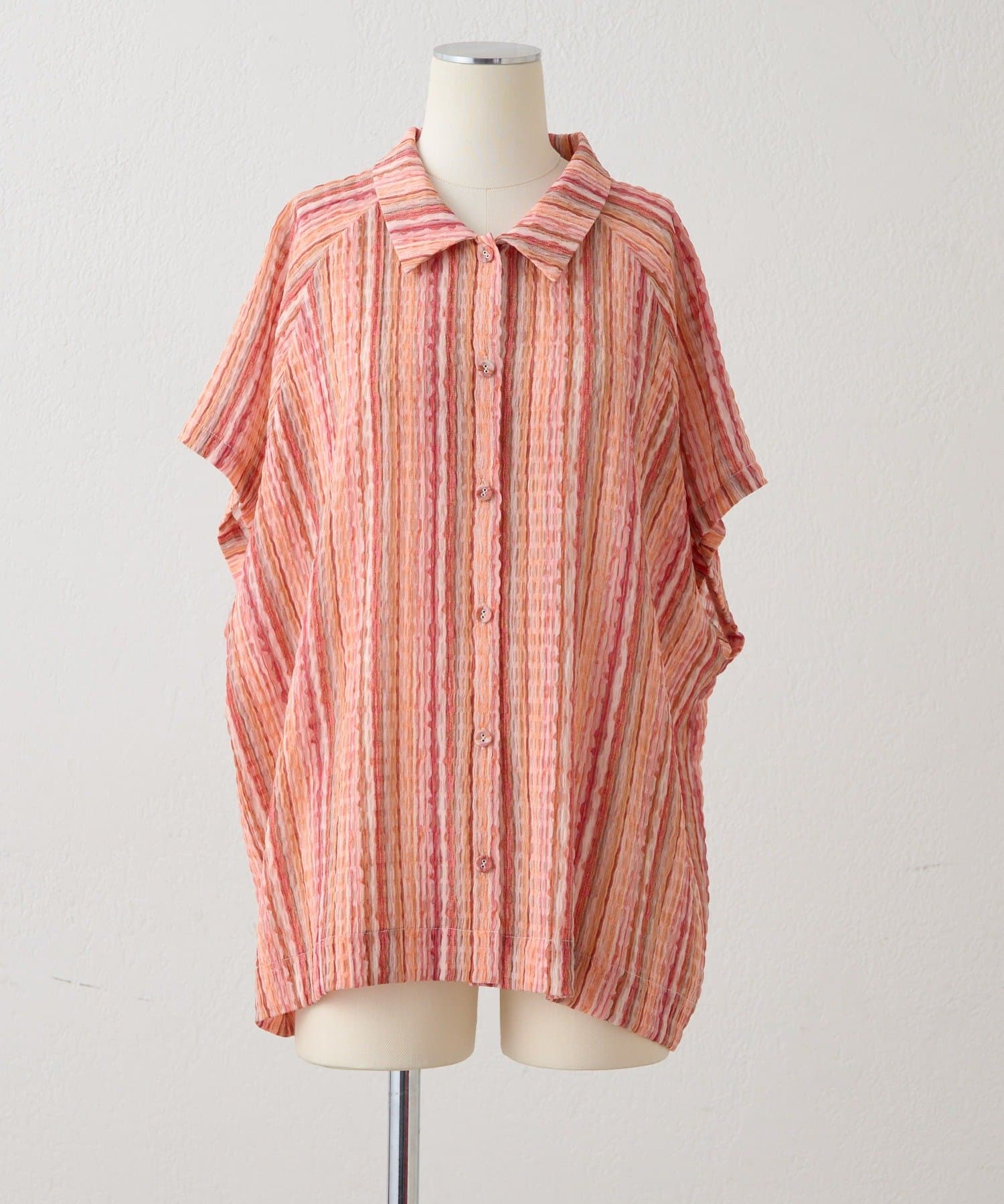 ear PAPILLONNER(イア パピヨネ) 《透け感あり》襟付き半袖プリントシャツ【SUM1 STYLE(スミスタイル)】