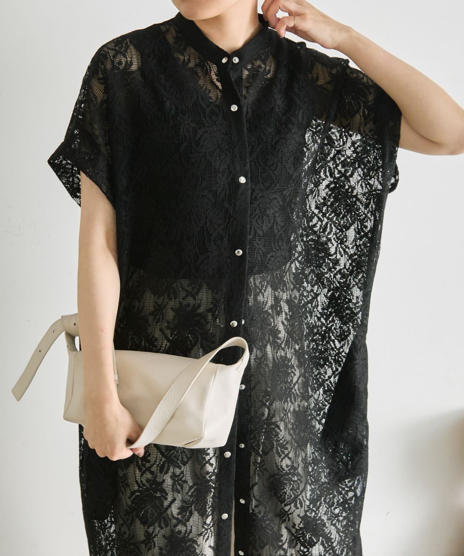 ear PAPILLONNER(イア パピヨネ) 《花柄/透け感/通気性◎》フロントボタンレースワンピース【SUM1 STYLE(スミスタイル)】