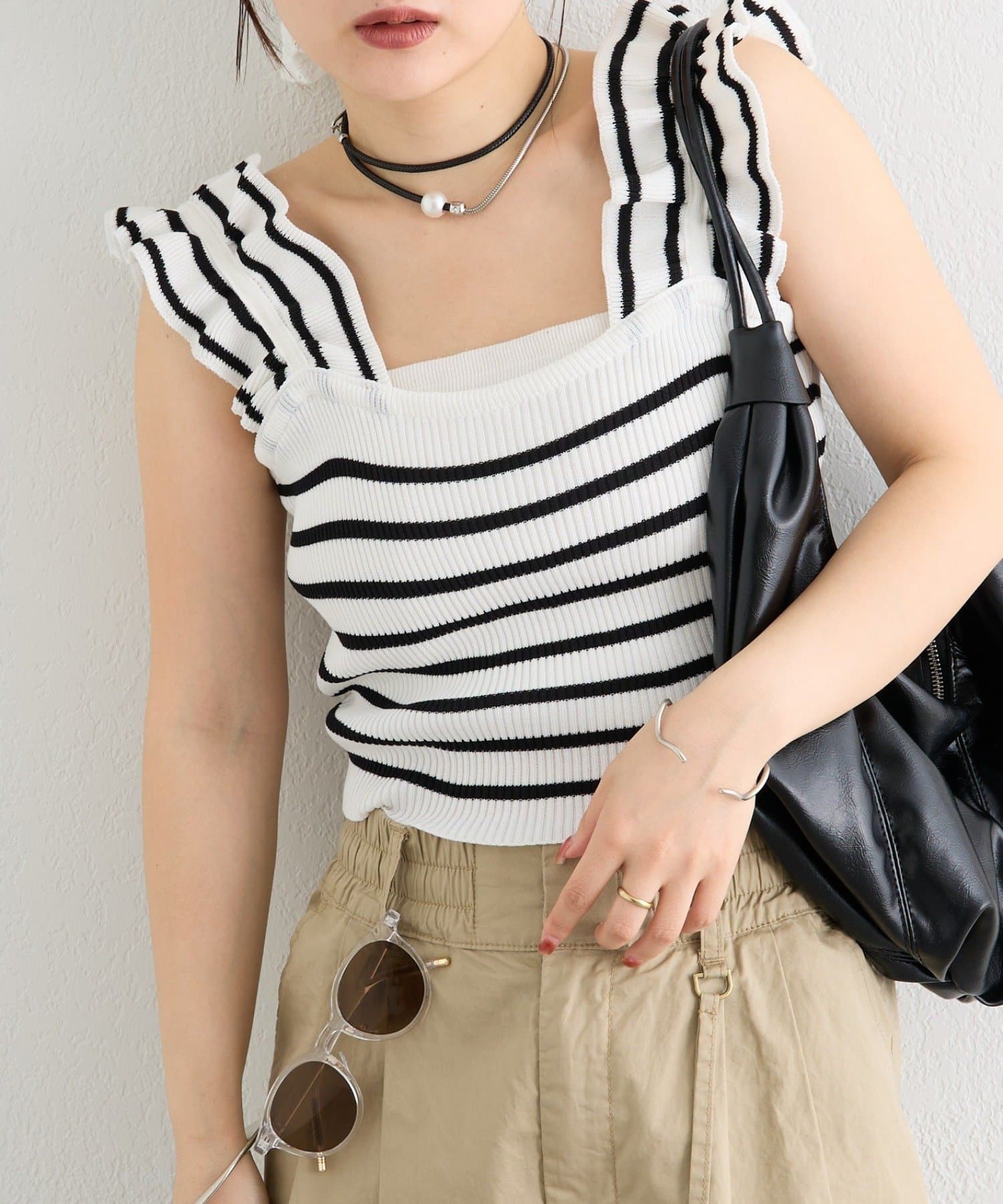 mystic(ミスティック) フリルタンクニット