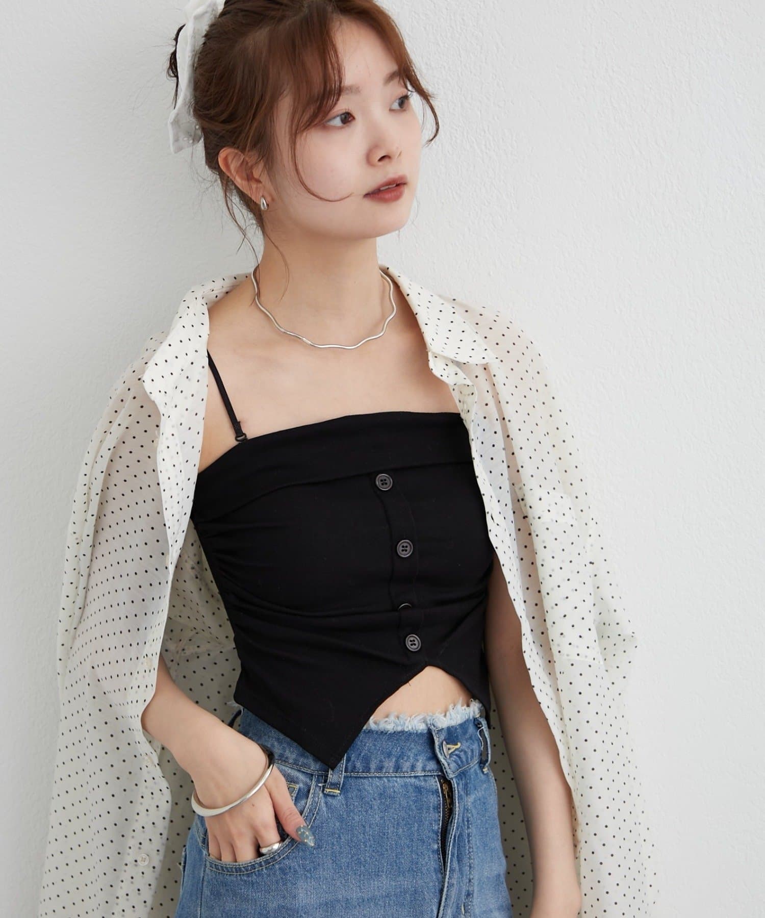 mystic(ミスティック) パット付きボタンスリットキャミソール