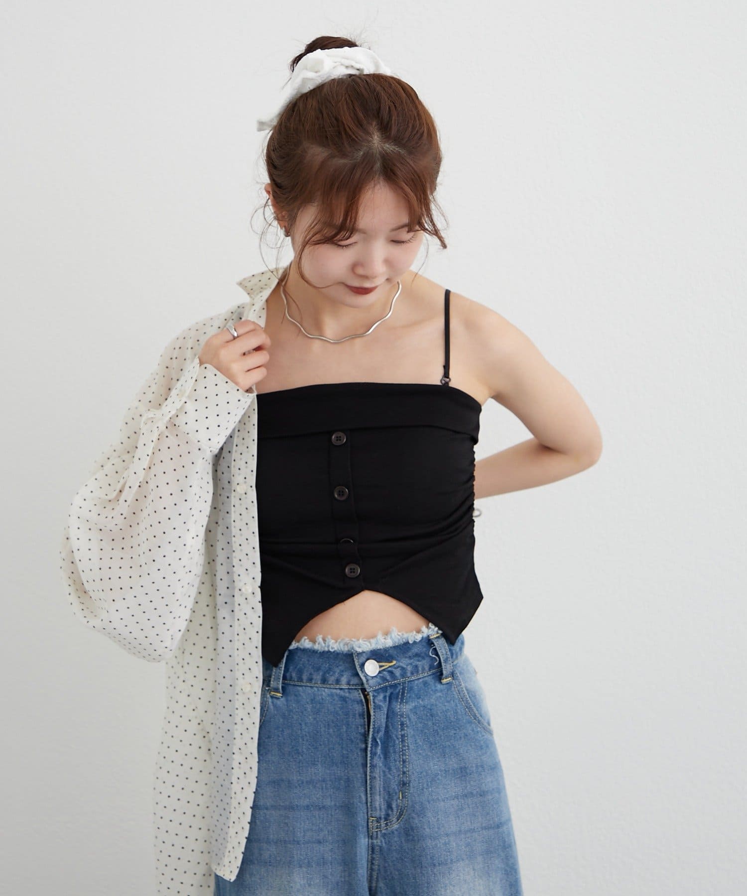 mystic(ミスティック) パット付きボタンスリットキャミソール