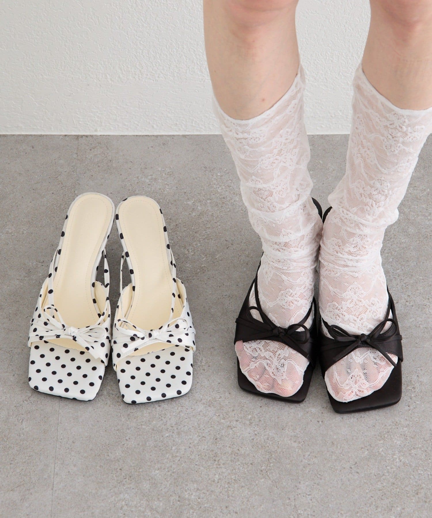 mystic(ミスティック) スクエアトゥリボンパンプス