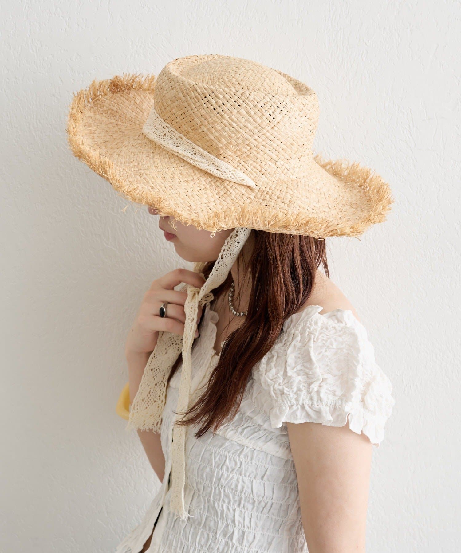 mystic(ミスティック) レースタイ付きストローハット