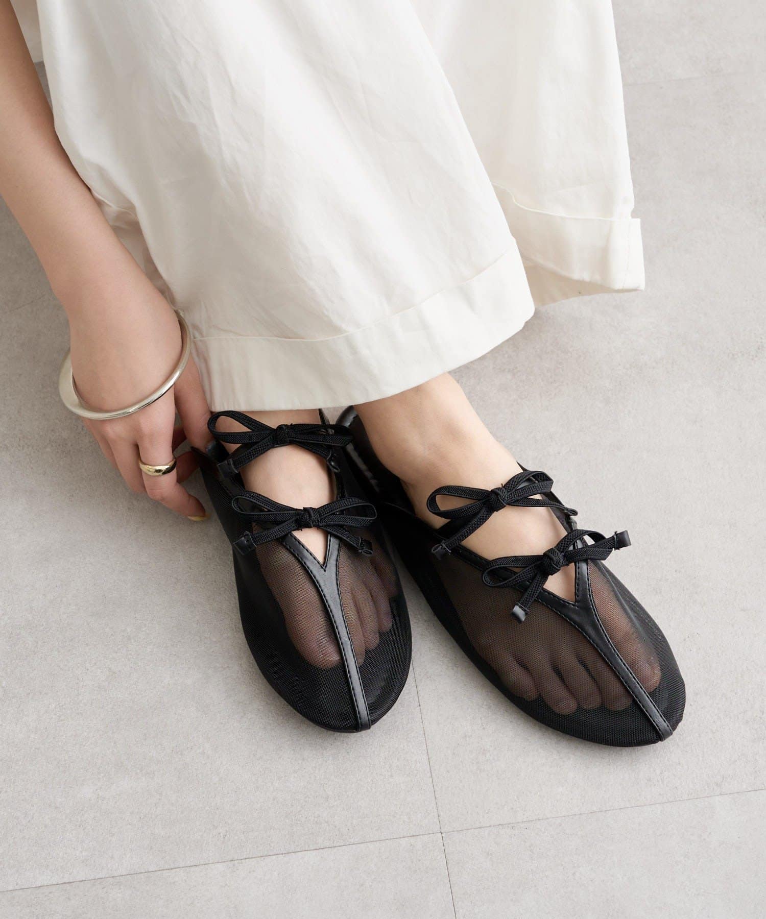 mystic(ミスティック) リボンチュールフラットシューズ