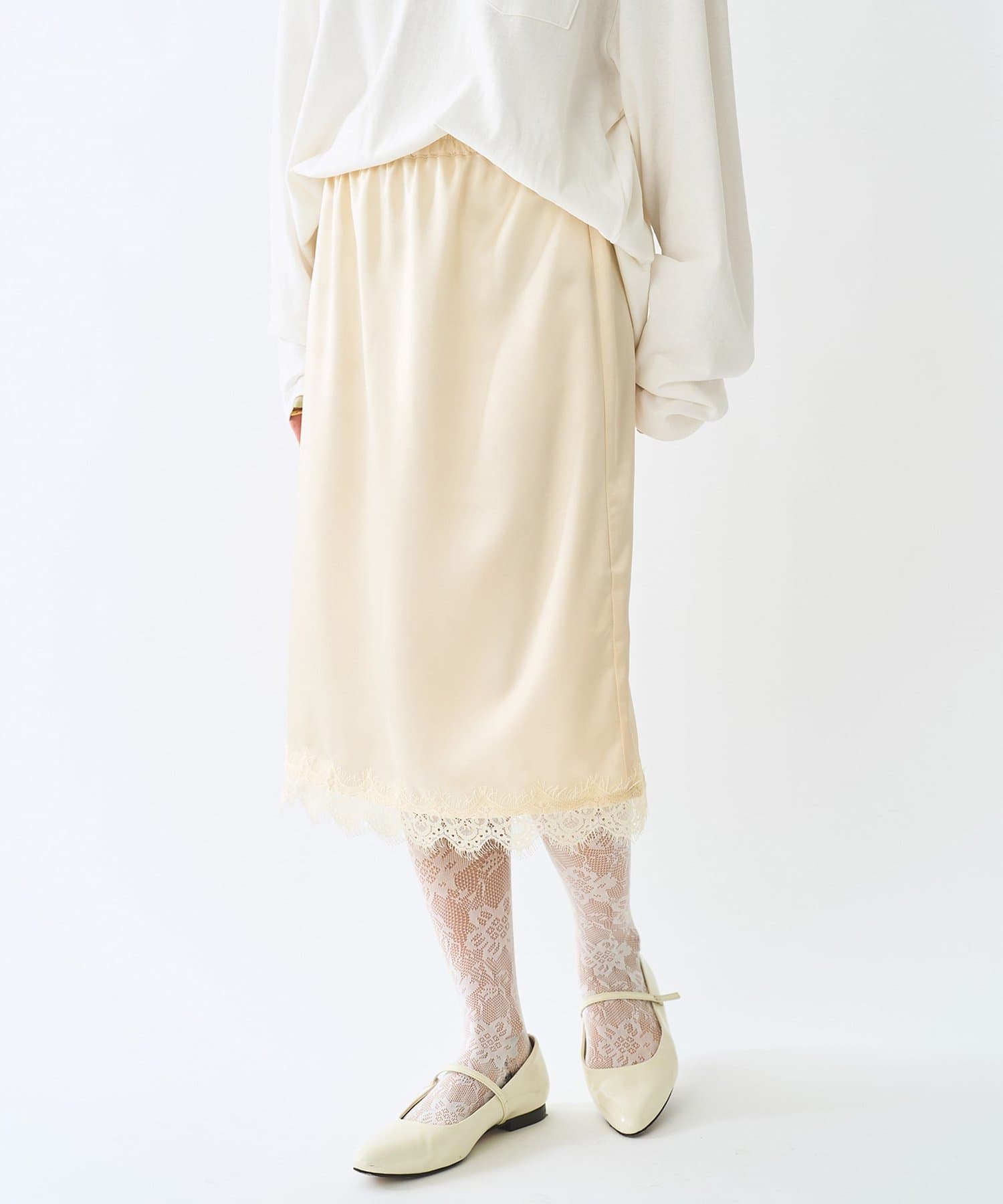 Whim Gazette(ウィム ガゼット) ＜WEB限定＞【Nuition】サテンレーススカート