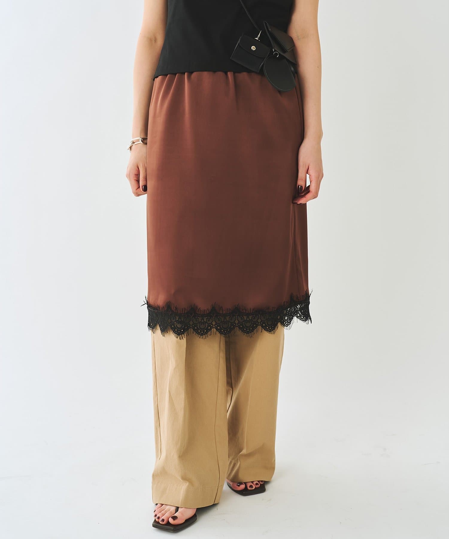 Whim Gazette(ウィム ガゼット) ＜WEB限定＞【Nuition】サテンレーススカート