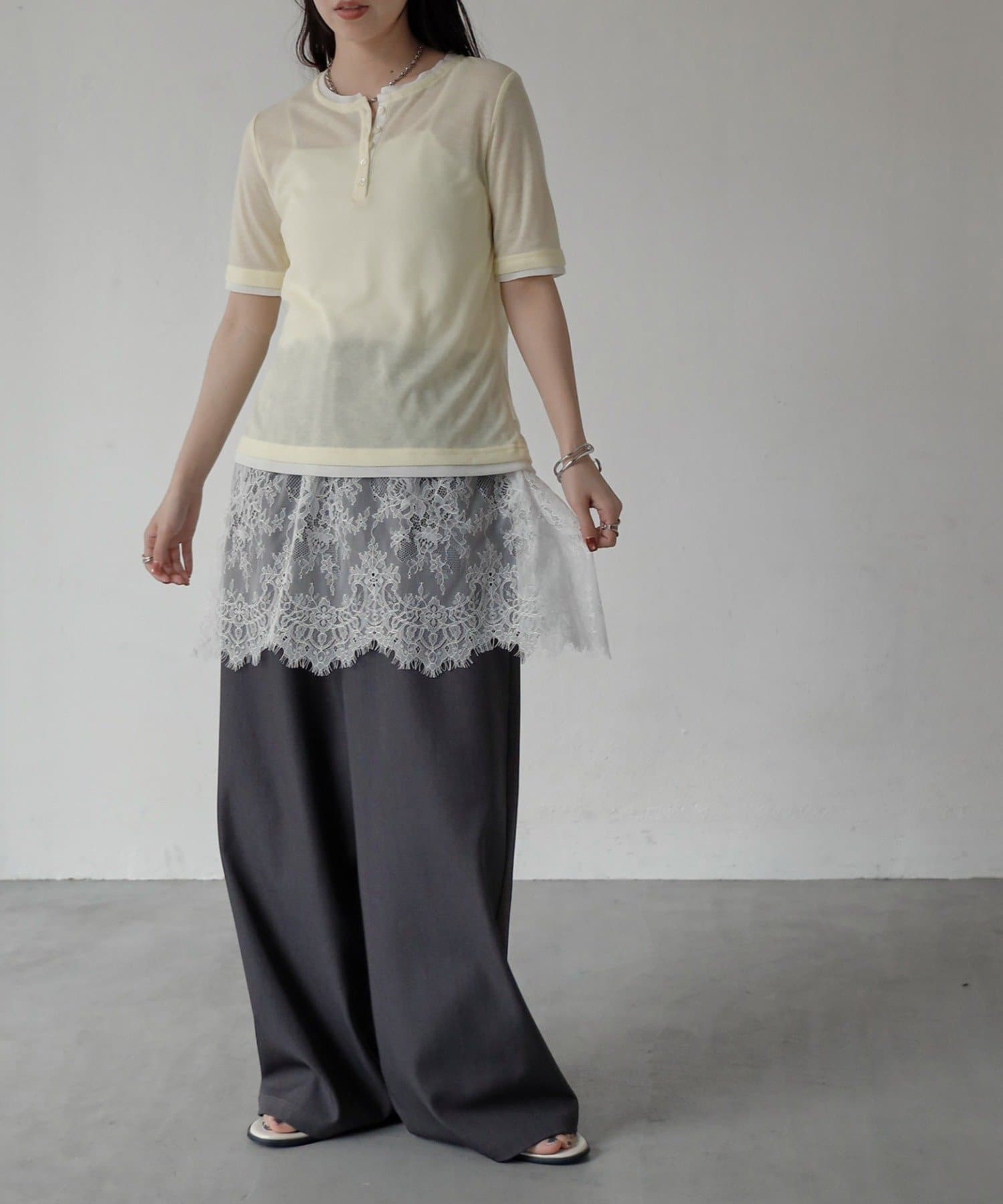 COLONY 2139(コロニー トゥーワンスリーナイン) 配色フェイクレイヤードヘンリー半袖PO