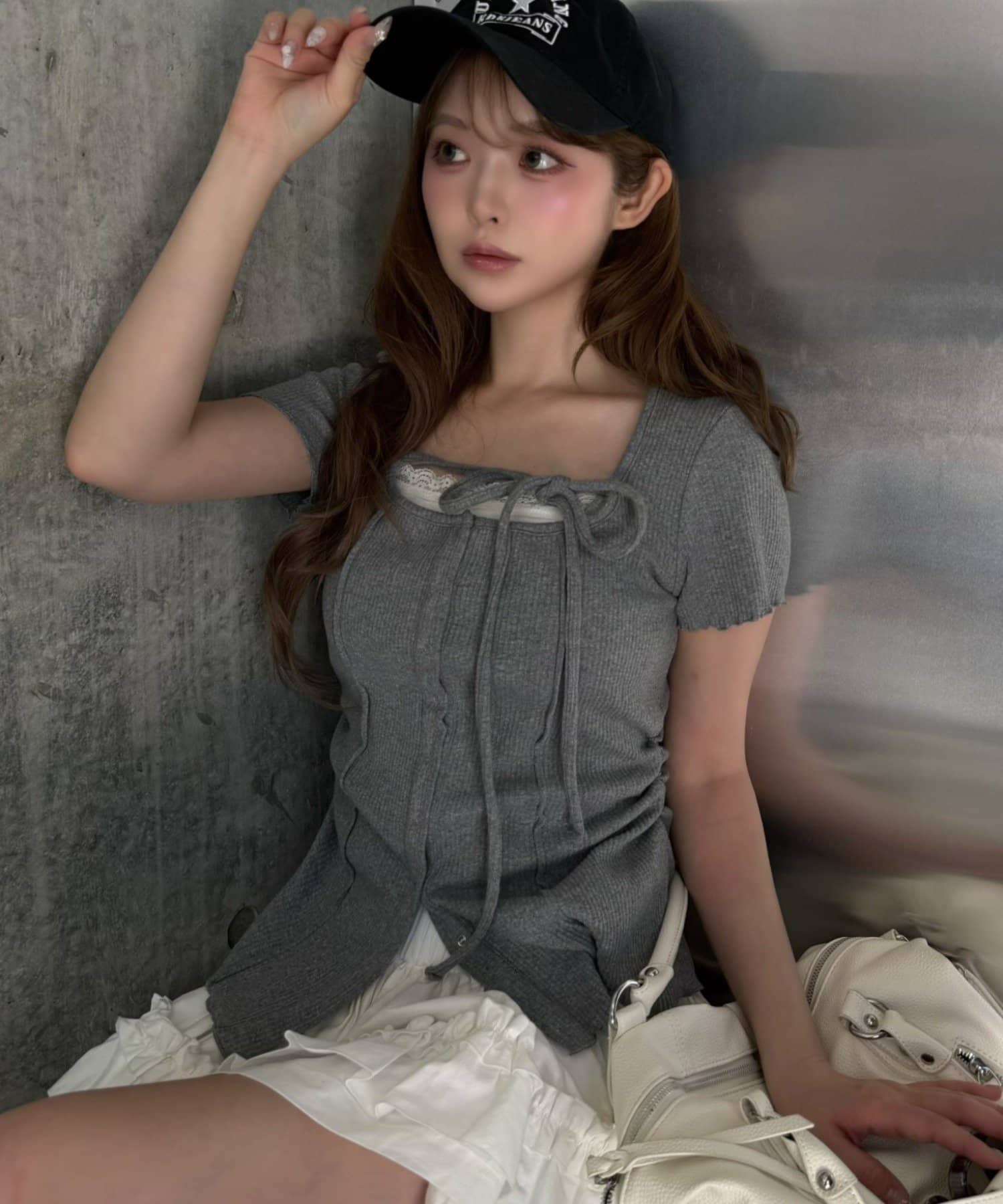 RAY CASSIN(レイカズン) 【マルチウェイ】釦開きクロス紐半袖Tシャツ / カーディガン