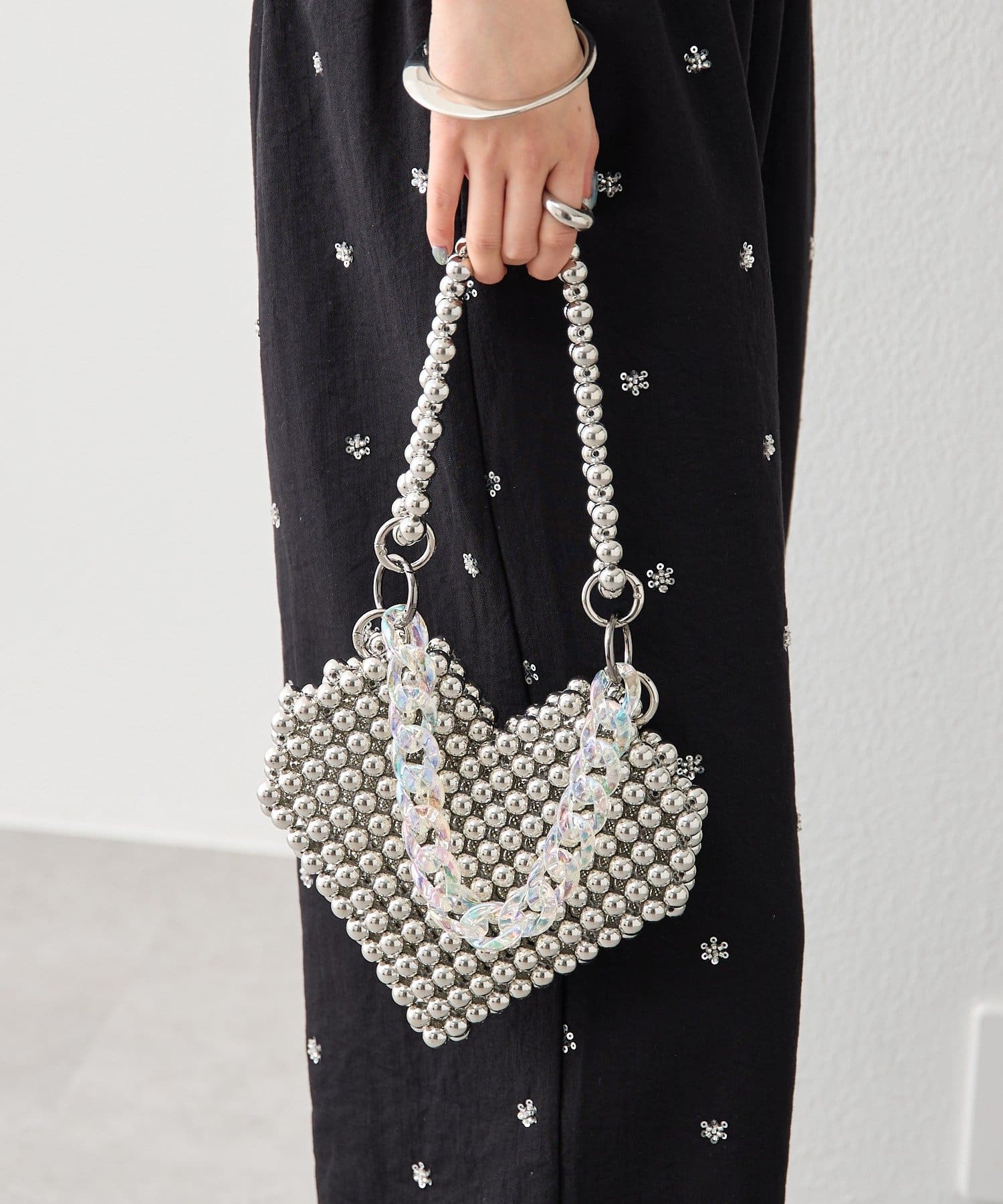 mystic(ミスティック) ビーズハンドルハートBAG