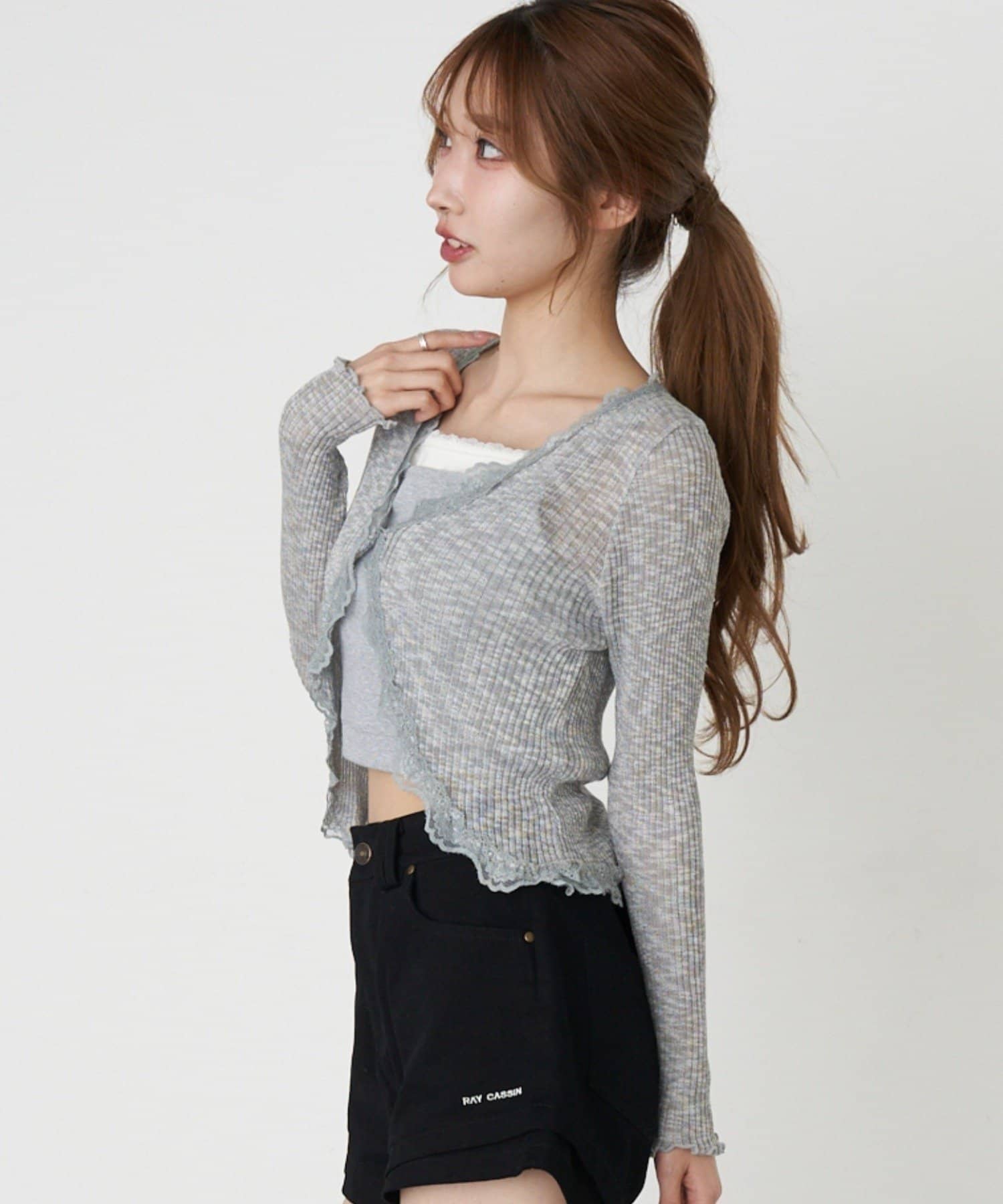 RAY CASSIN(レイカズン) レースシアーボレロカーディガン