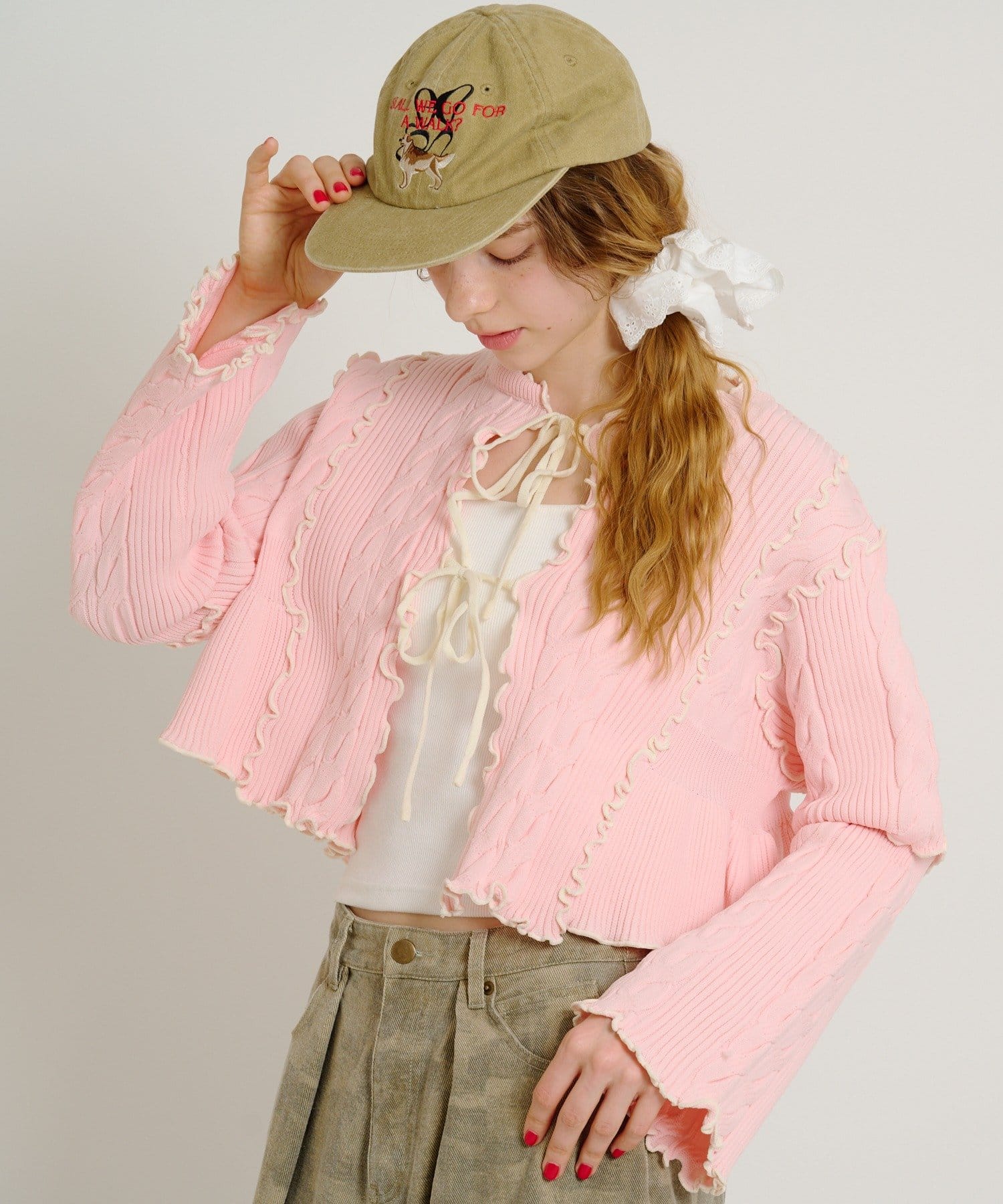 OUTLET(アウトレット) 【w closet】配色メロウケーブルカーディガン