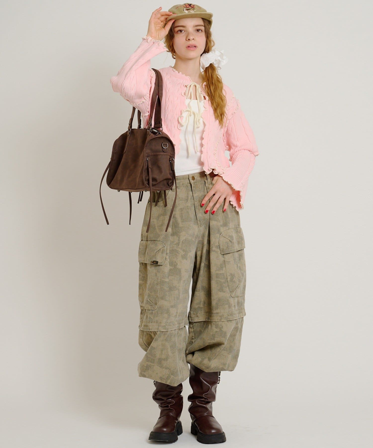 OUTLET(アウトレット) 【w closet】配色メロウケーブルカーディガン