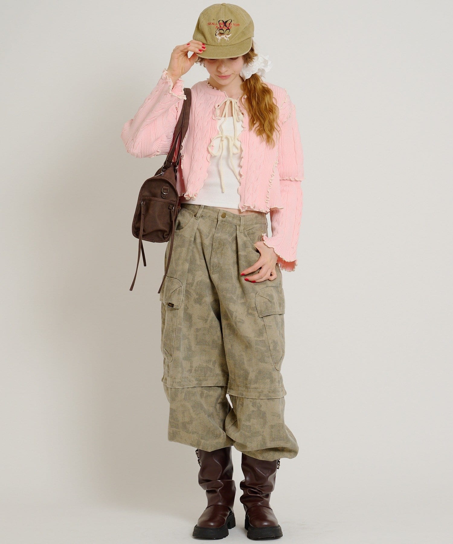 OUTLET(アウトレット) 【w closet】配色メロウケーブルカーディガン