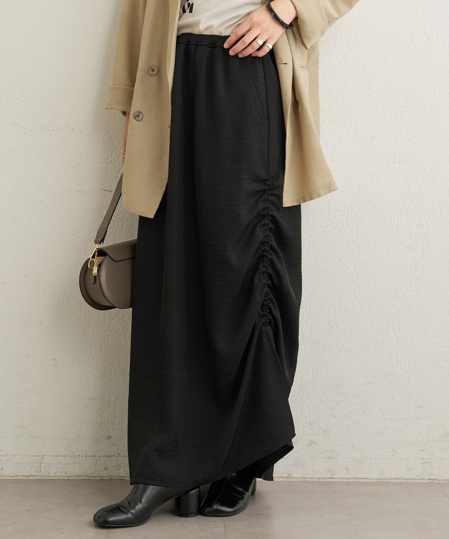 OUTLET(アウトレット) 【Omekashi】サイドシャーリングスカート