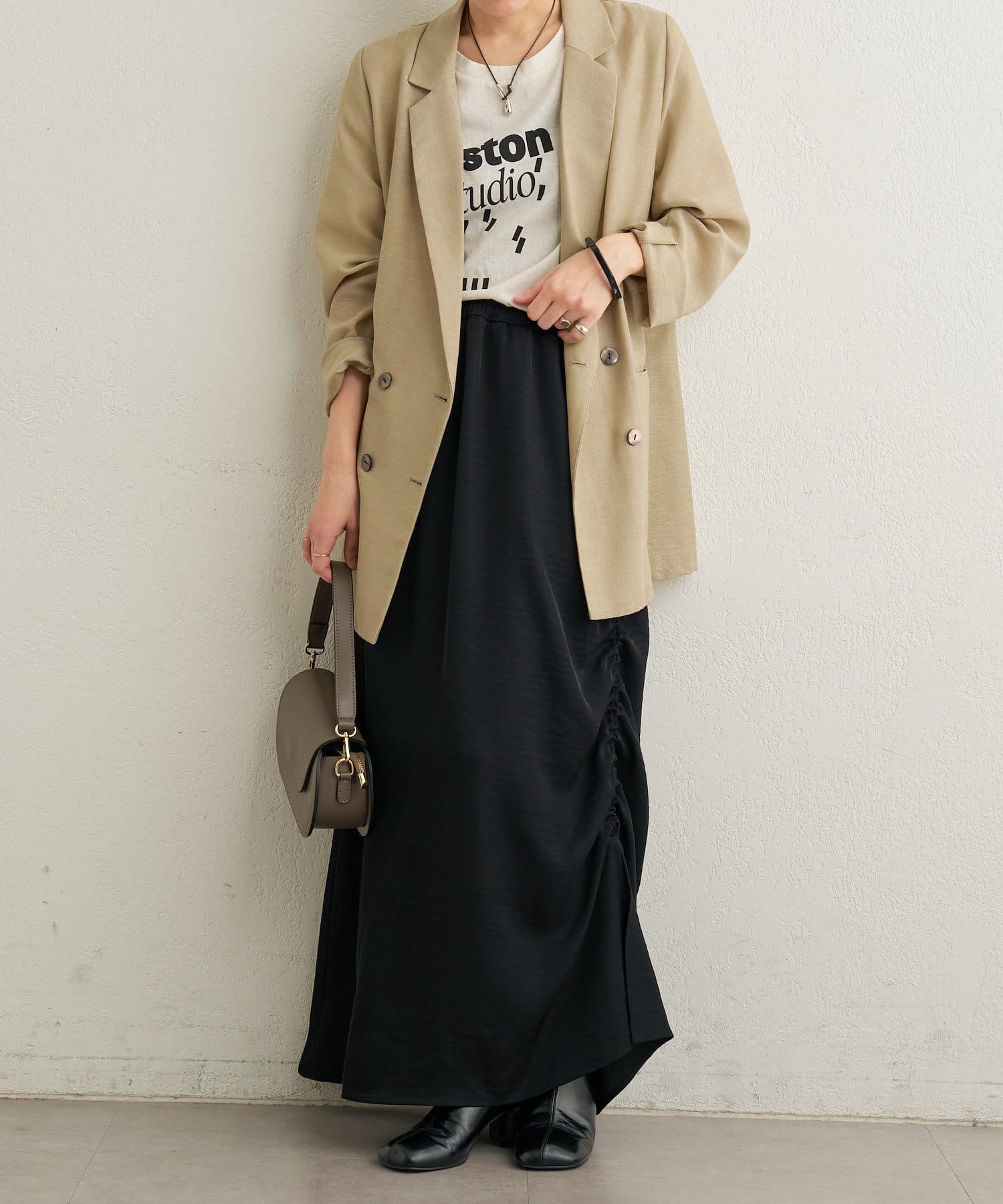 OUTLET(アウトレット) 【Omekashi】サイドシャーリングスカート