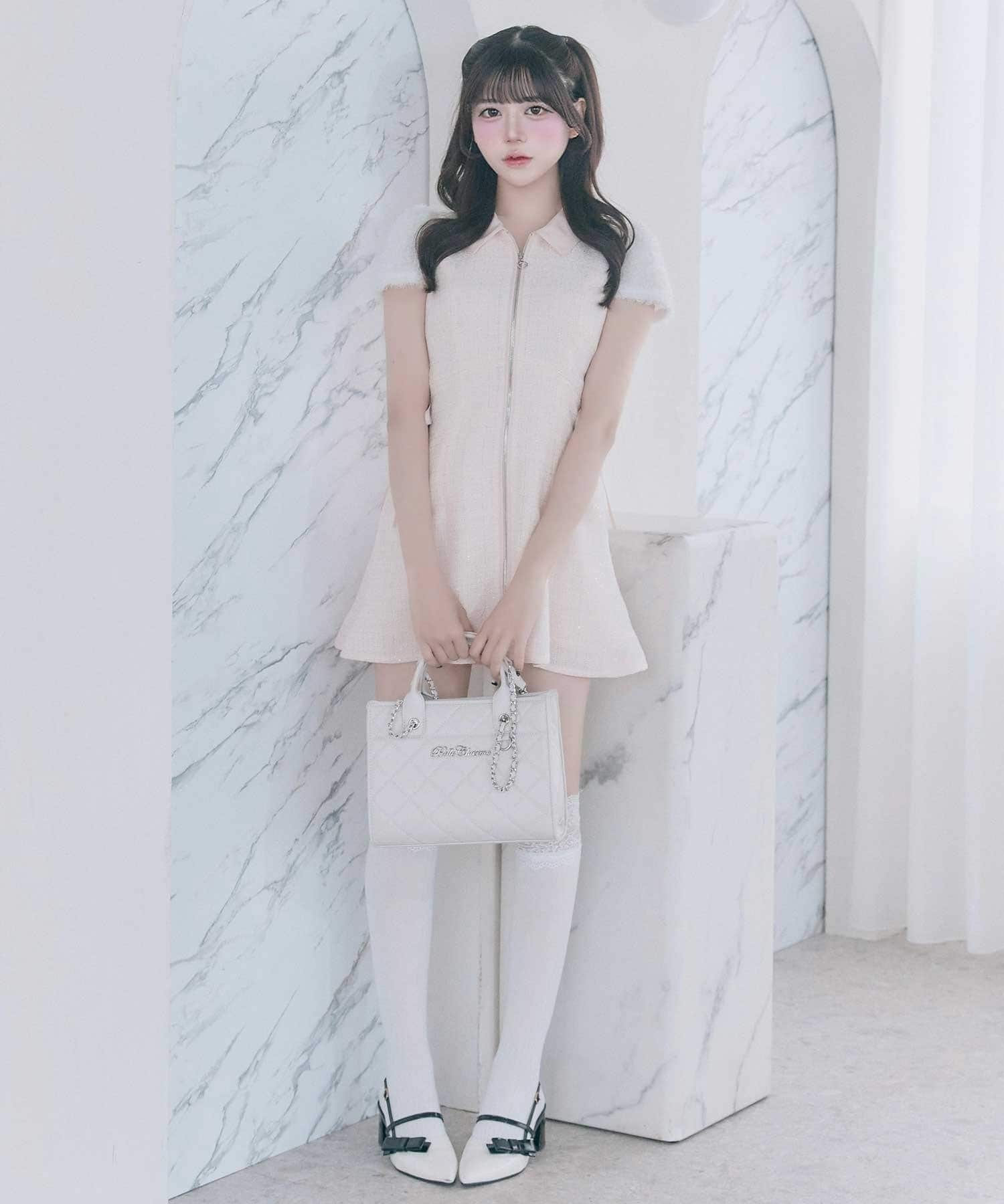 Belle Charme(ベルシャルム) Twinkle Fur Sleeves Onepiece