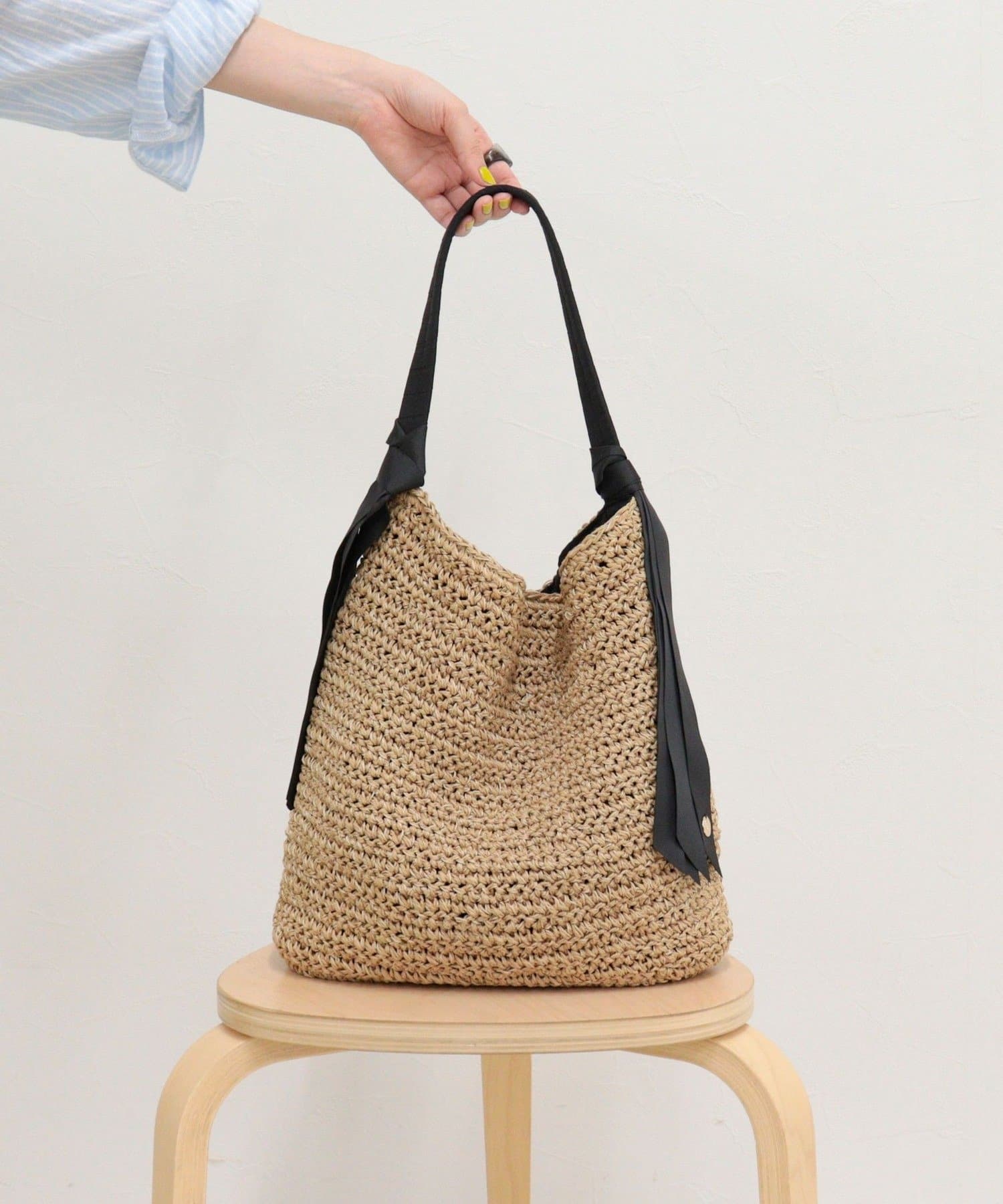 FREDY & GLOSTER(フレディ アンド グロスター) グログランハンドル柄編みトートバッグ