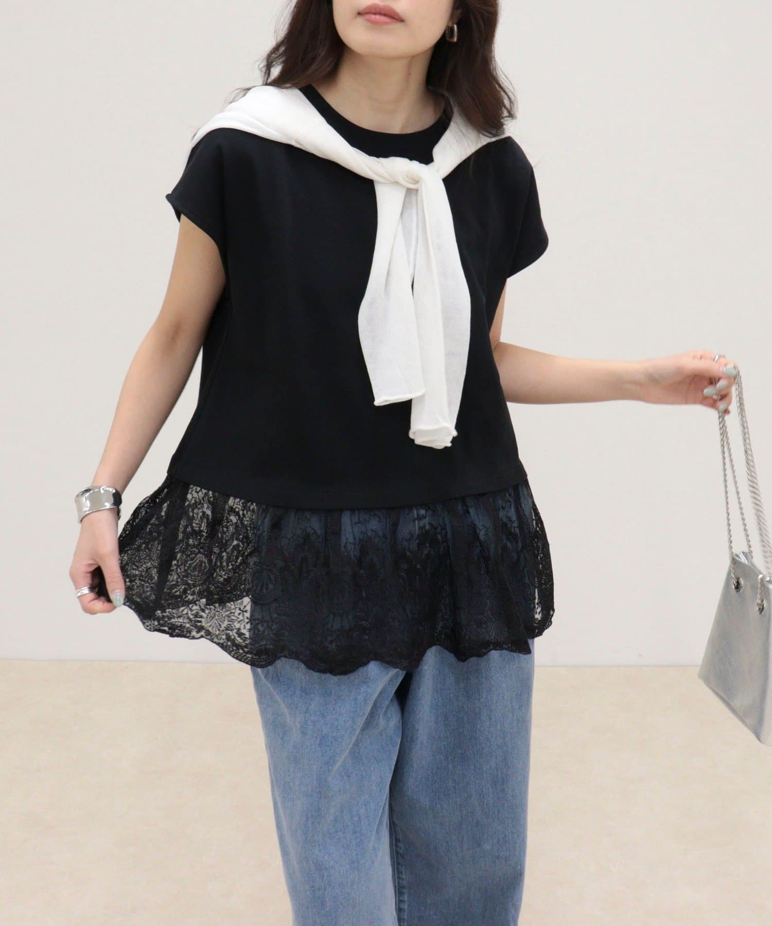 FREDY & GLOSTER(フレディ アンド グロスター) レースドッキングフレンチプルオーバーカットソー