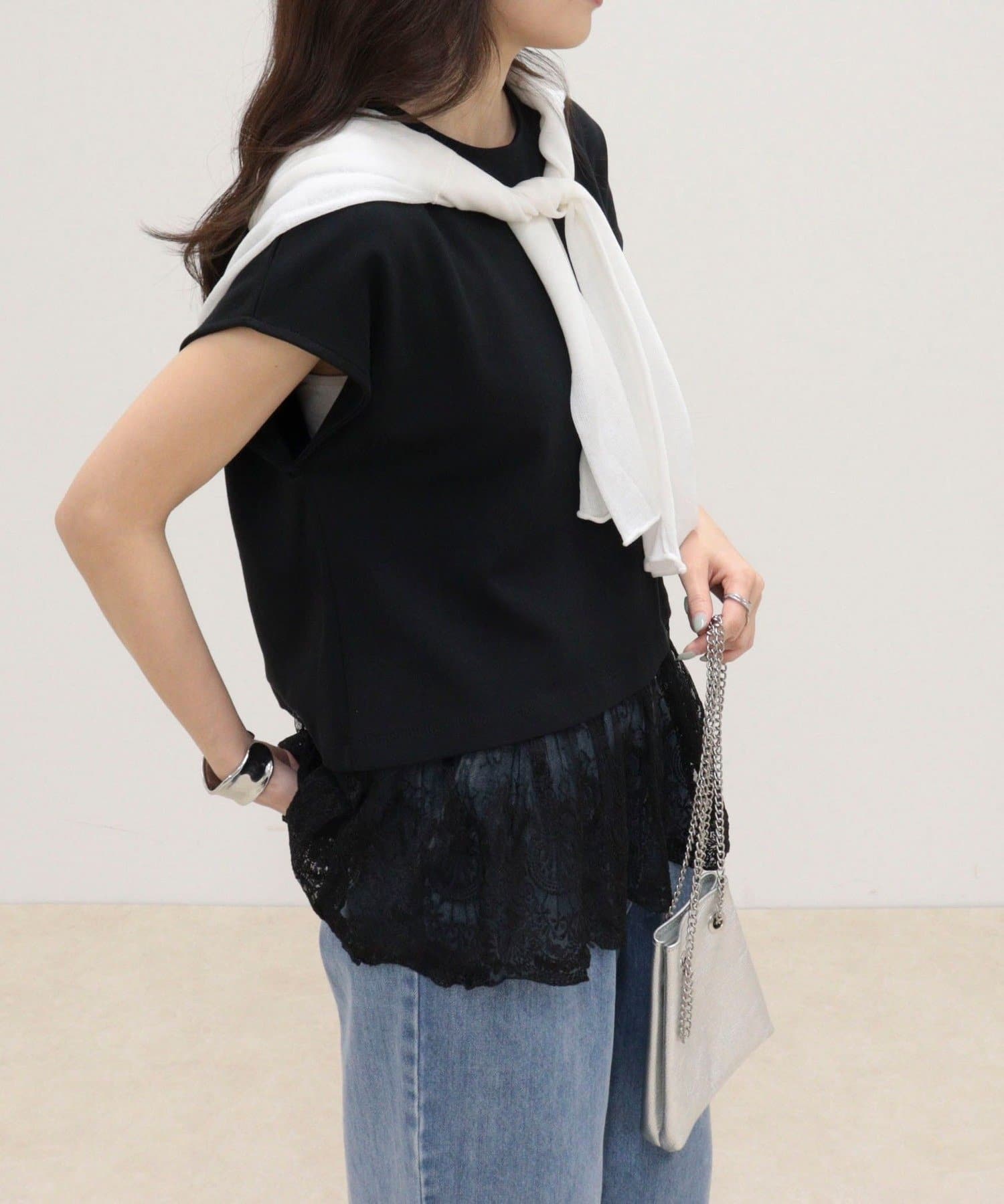 FREDY & GLOSTER(フレディ アンド グロスター) レースドッキングフレンチプルオーバーカットソー