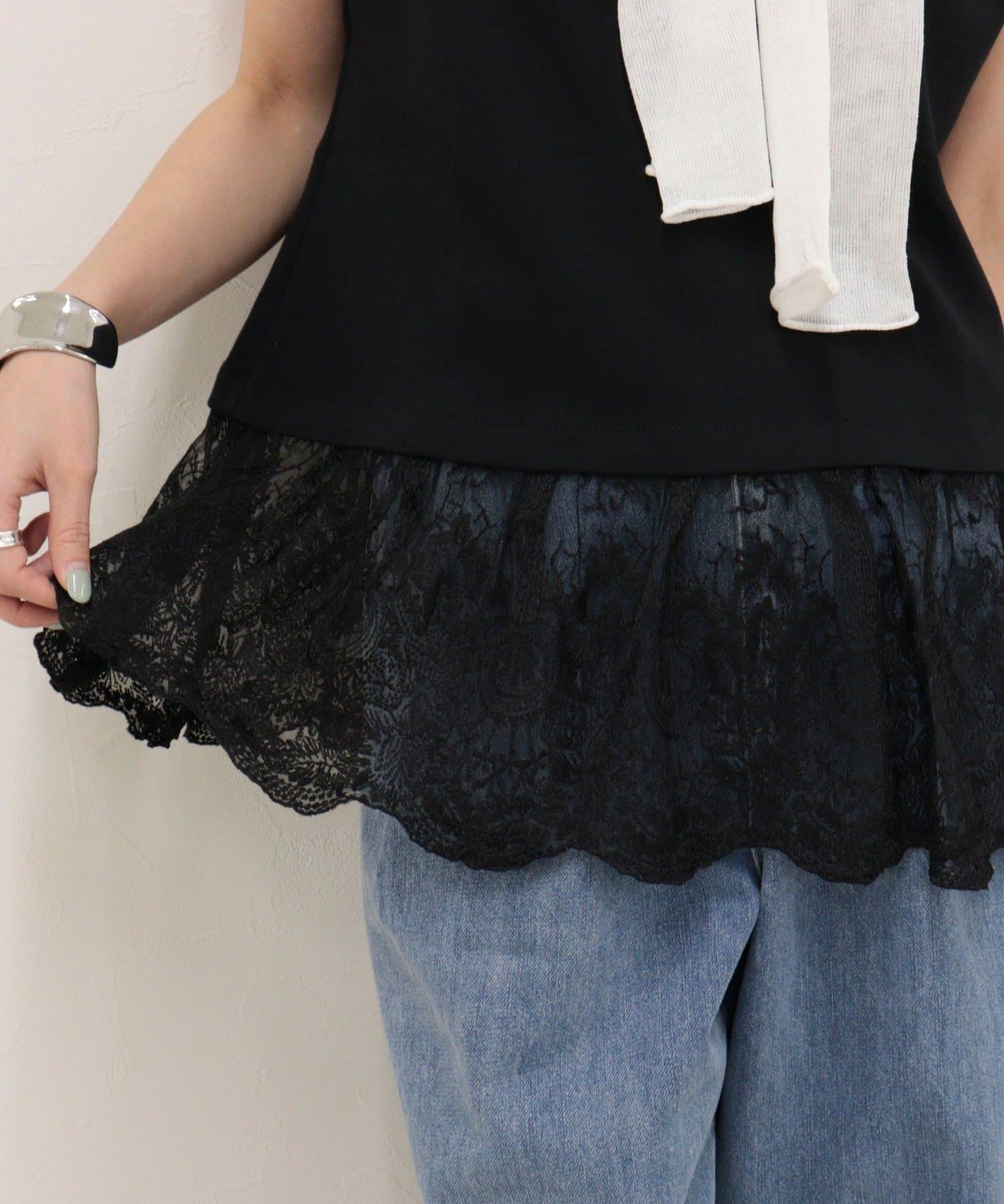 FREDY & GLOSTER(フレディ アンド グロスター) レースドッキングフレンチプルオーバーカットソー