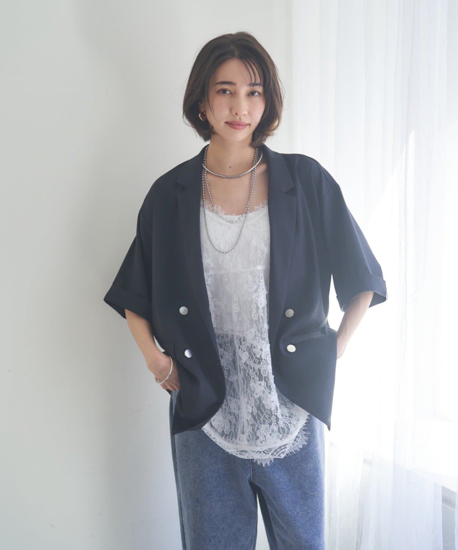 Remind me and forever(リマインドミーアンドフォーエバー) 【スカーフがsetになってる】ハーフスリーブテーラージャケット