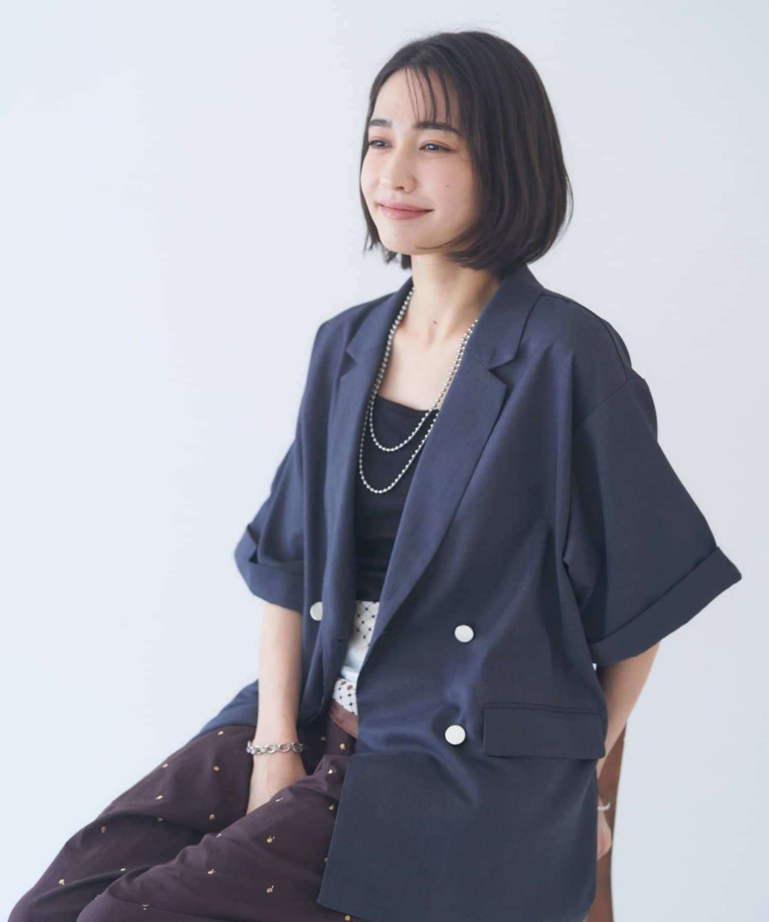 Remind me and forever(リマインドミーアンドフォーエバー) 【スカーフがsetになってる】ハーフスリーブテーラージャケット