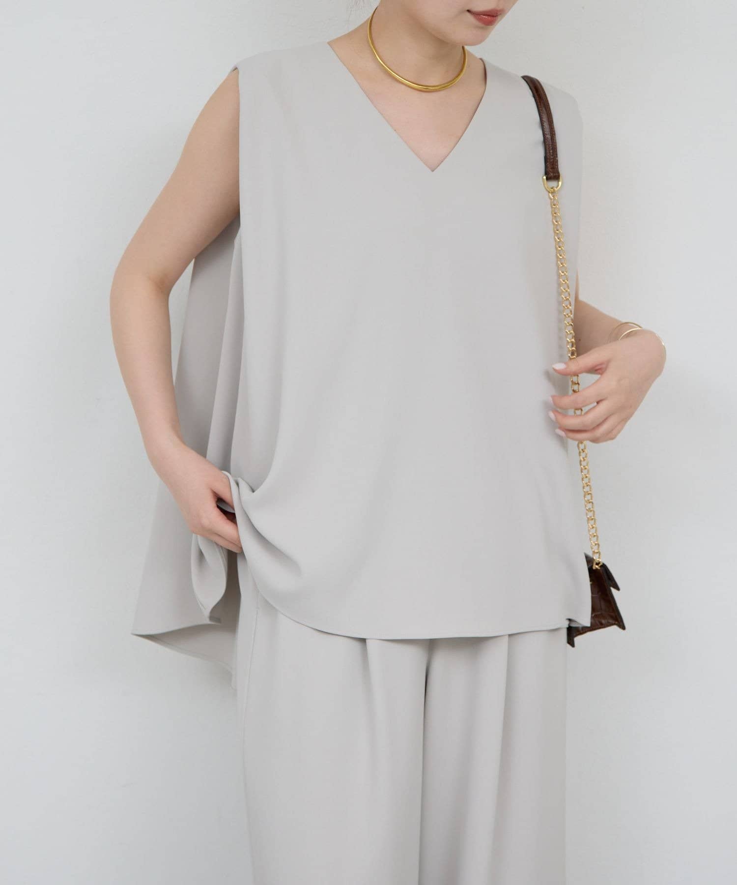 GALLARDAGALANTE(ガリャルダガランテ) 【4/29(水)10:30 予約開始】【体型カバー】ショルダータックノースリーブブラウス