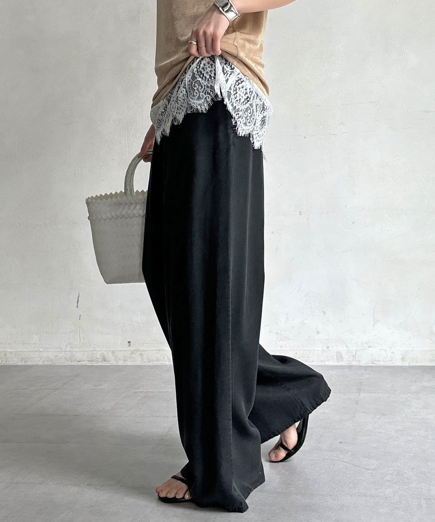 DOUDOU(ドゥドゥ) セルロースバイヤスイージーパンツ