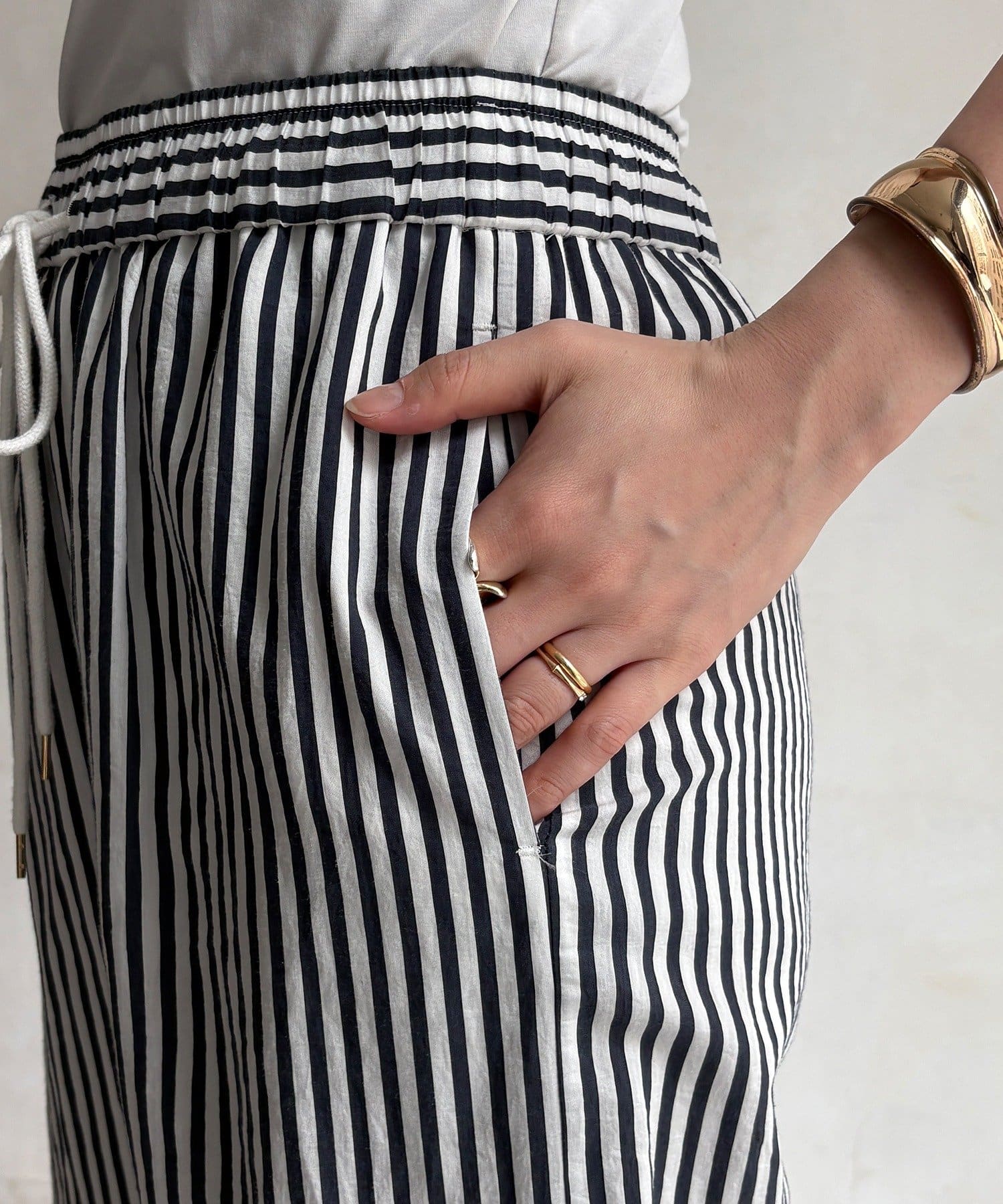 DOUDOU(ドゥドゥ) ウォッシャブルストライプパンツ